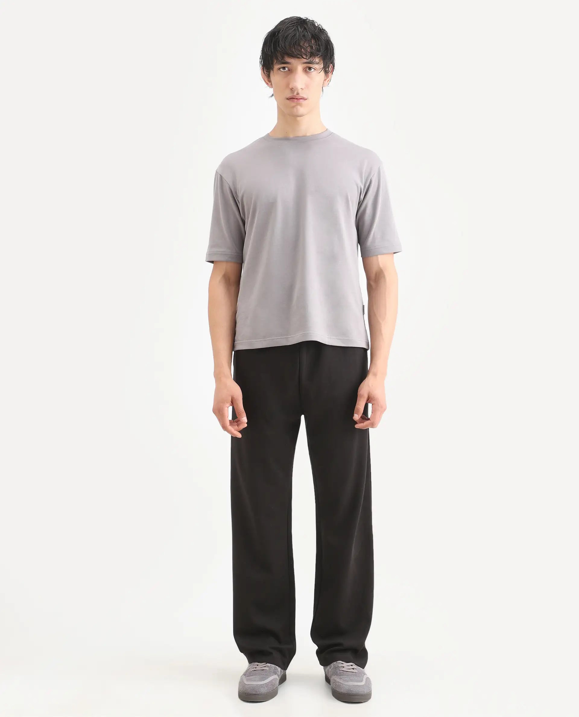 Rare Rabbit Men's Ricot-B Black Cotton Blend Printed Regular Fit Track Pant