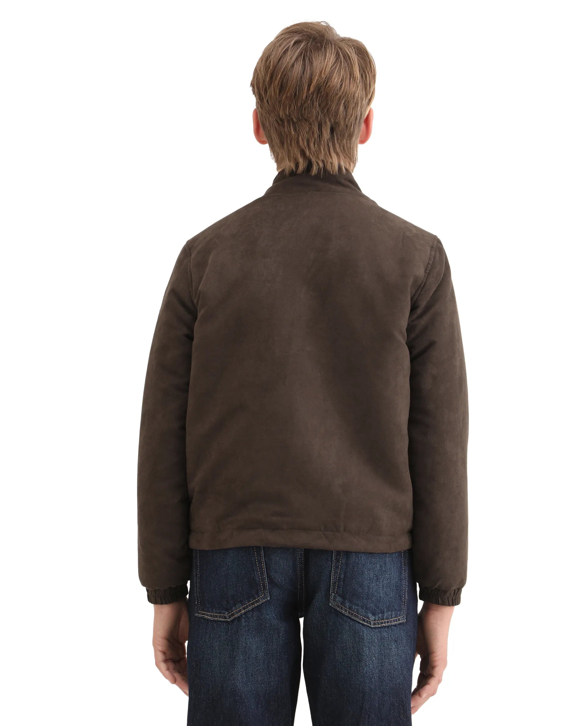 Rare Ones Kids Katpil-25 Brown Polyester Zipper Closure High Neck Plain Full Sleeves Regular Fit Jacket