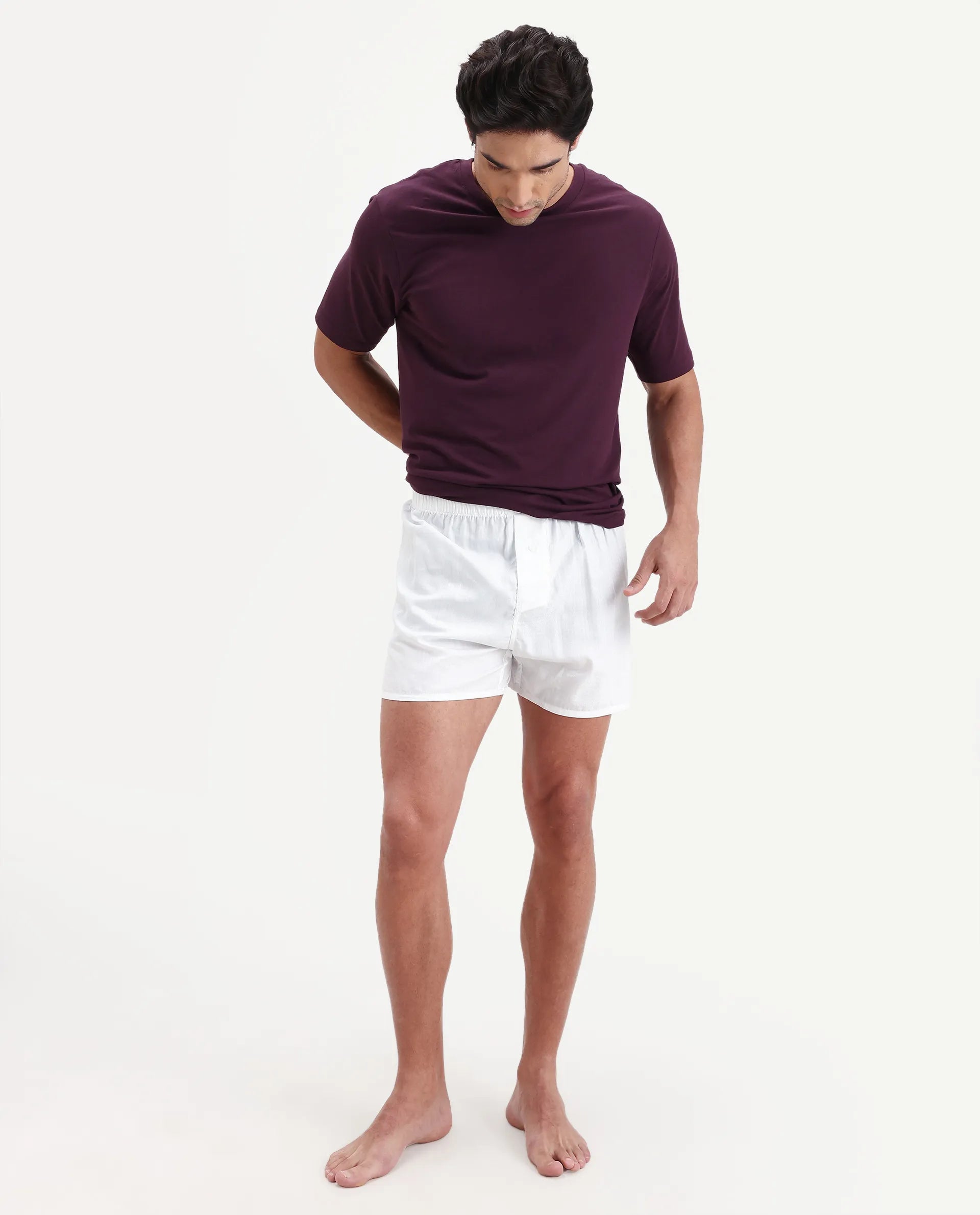 Rare Rabbit Men's Kiva White Cotton Regular Fit Checks Boxer