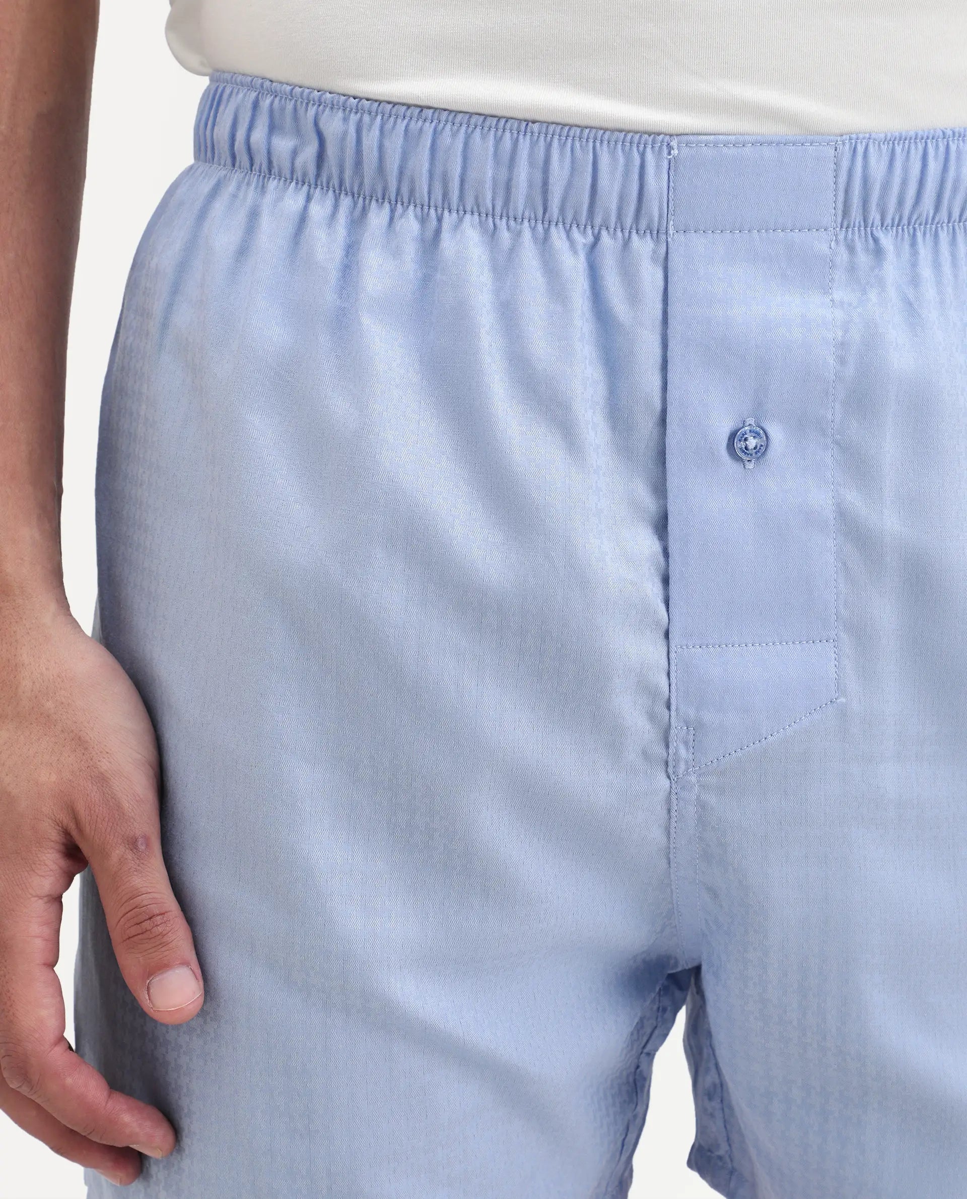 Rare Rabbit Men's Kiva Light Blue Cotton Regular Fit Checks Boxer