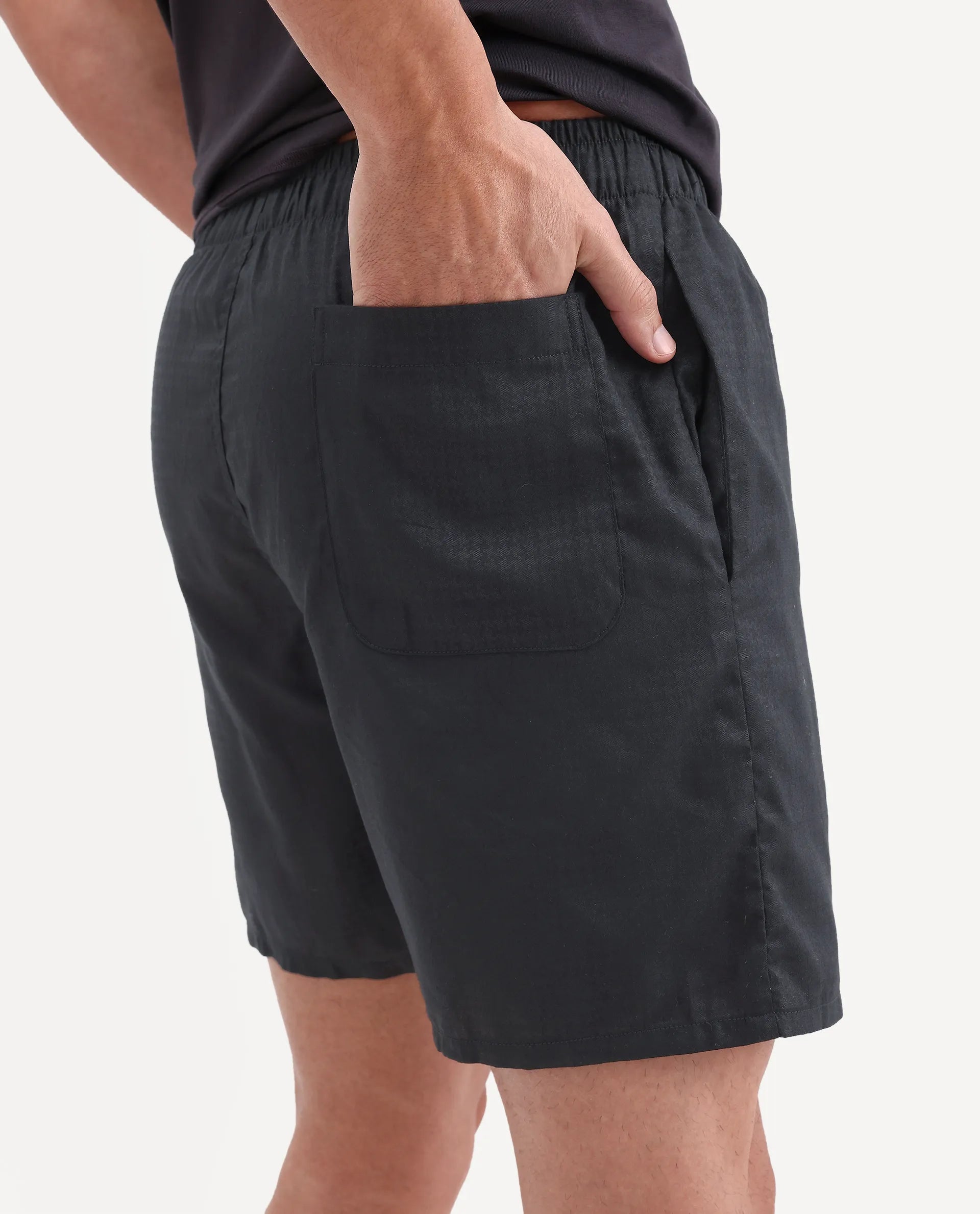 Rare Rabbit Men's Cean Black Cotton Fabric Regular Fit Checks Boxer