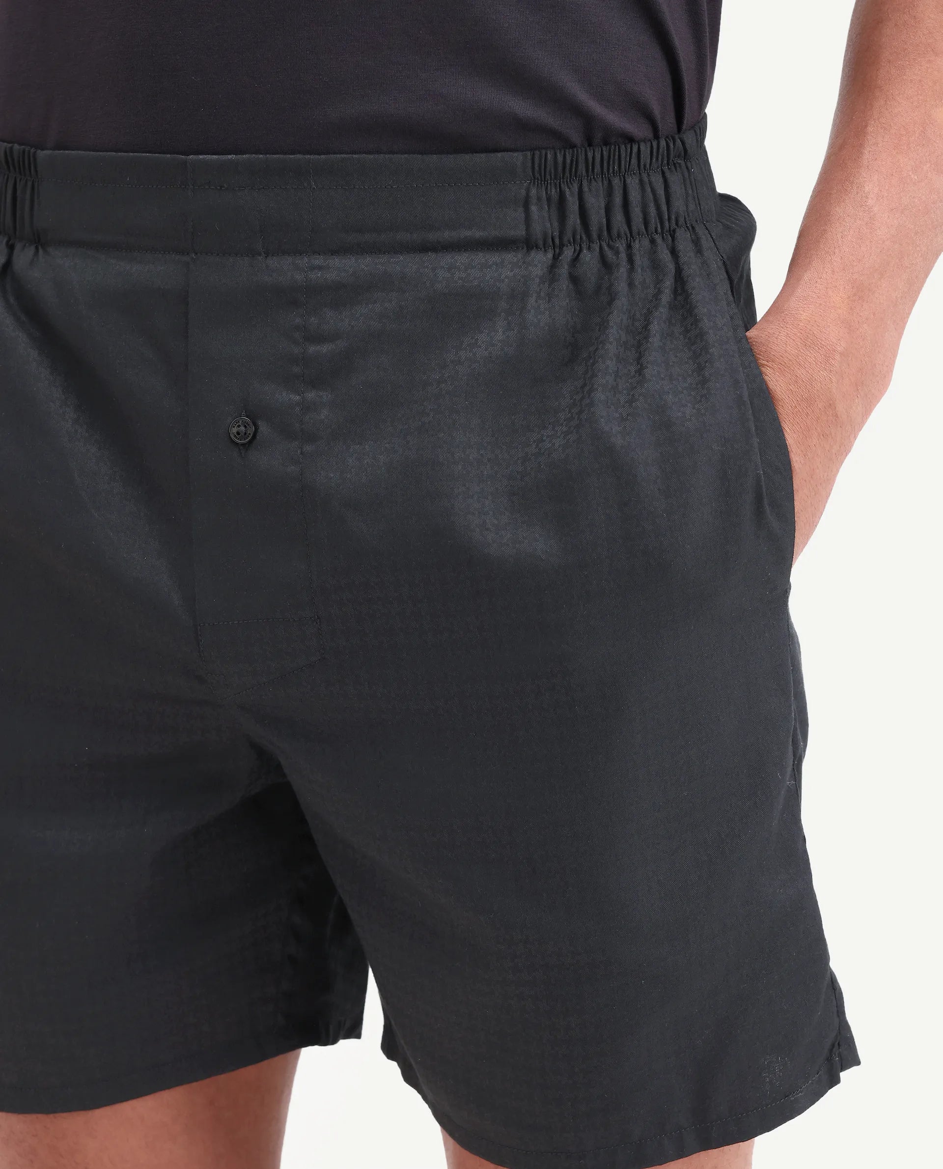 Rare Rabbit Men's Cean Black Cotton Fabric Regular Fit Checks Boxer