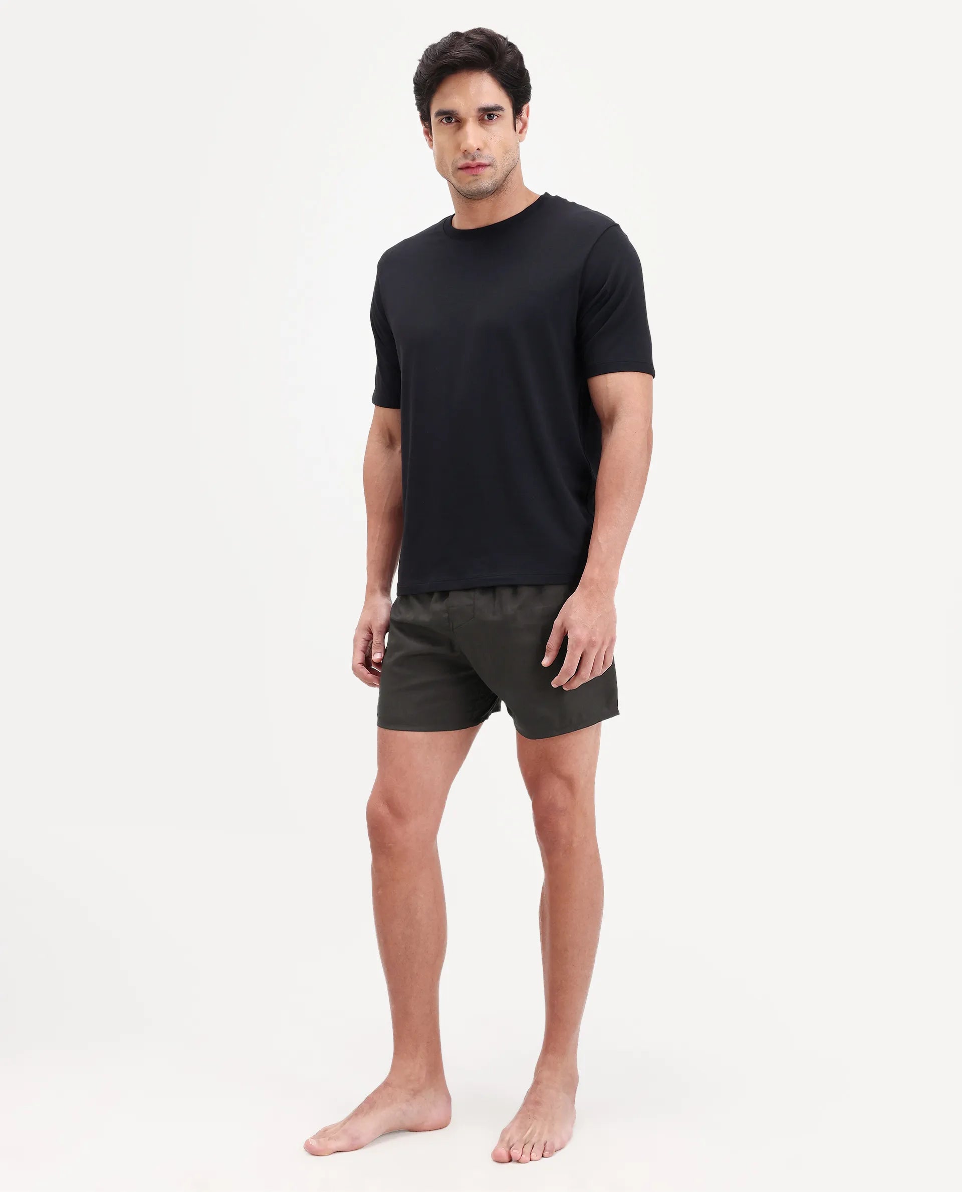 Rare Rabbit Men's Deval Brown Cotton Blend Fabric Regular Fit Checks Boxer