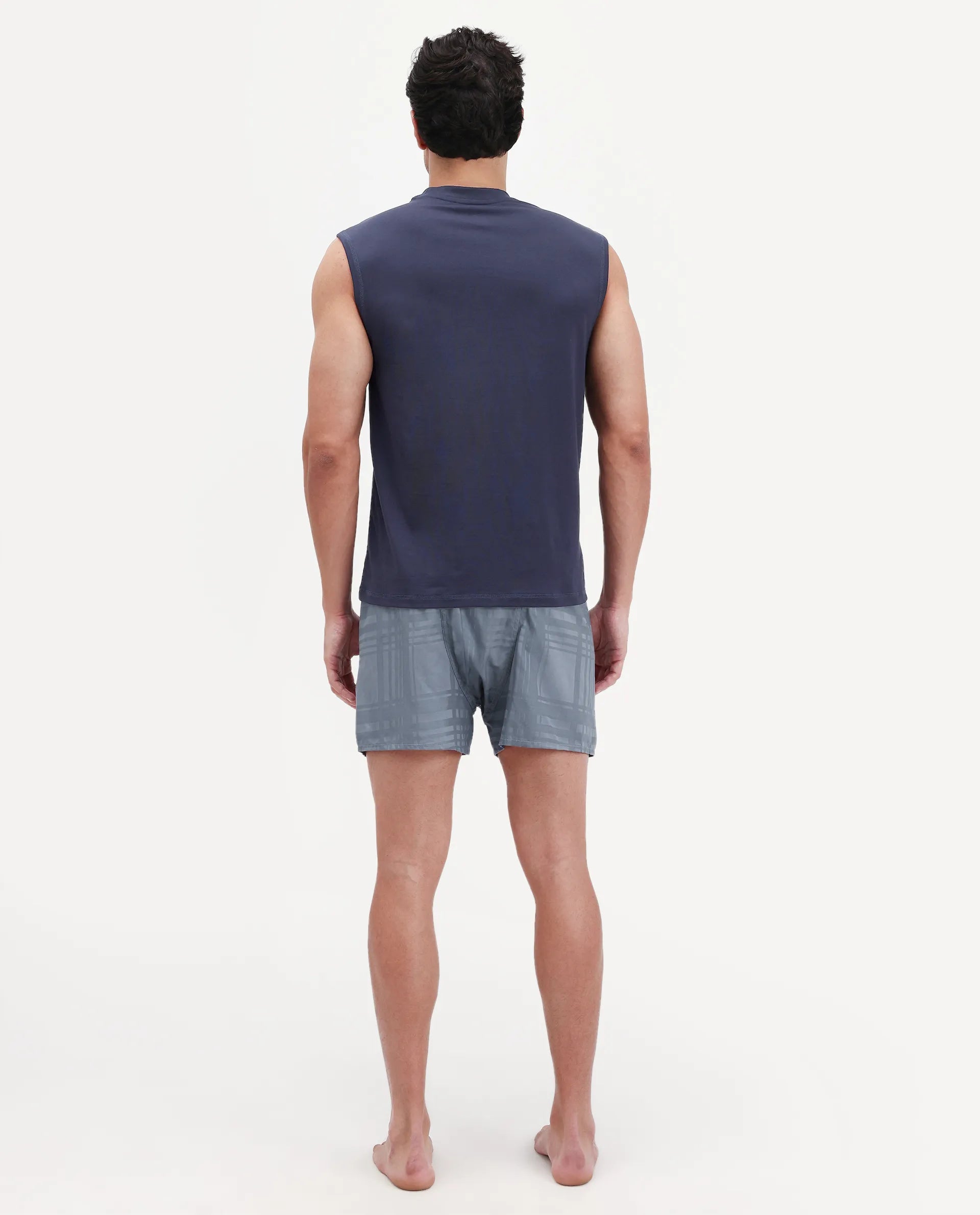 Rare Rabbit Men's Deval Dark Grey Cotton Blend Fabric Regular Fit Checks Boxer