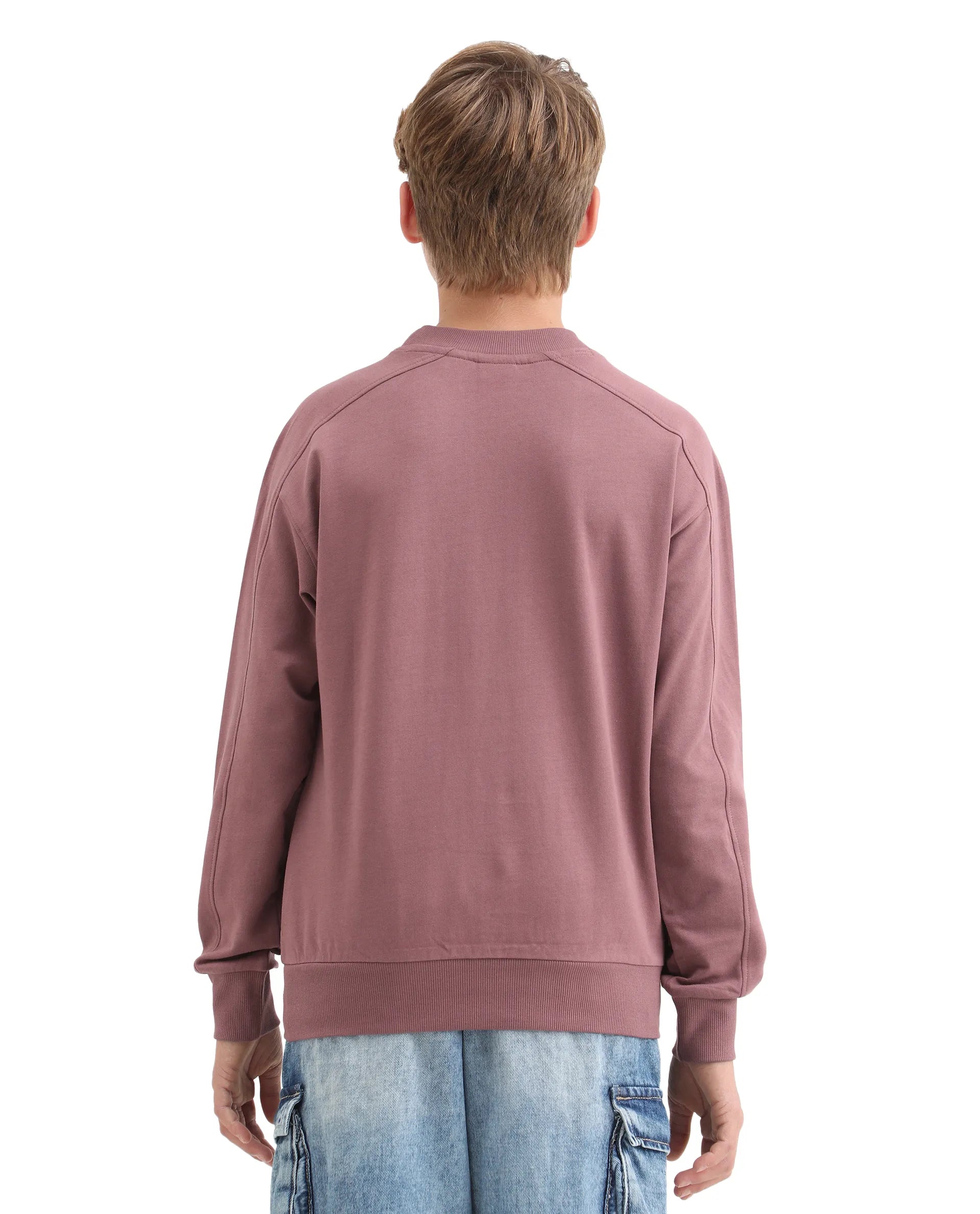 Rare Ones Kids Zayn Dusky Pink Cotton Pull On Crew Neck Full Sleeves Fit Sweatshirt