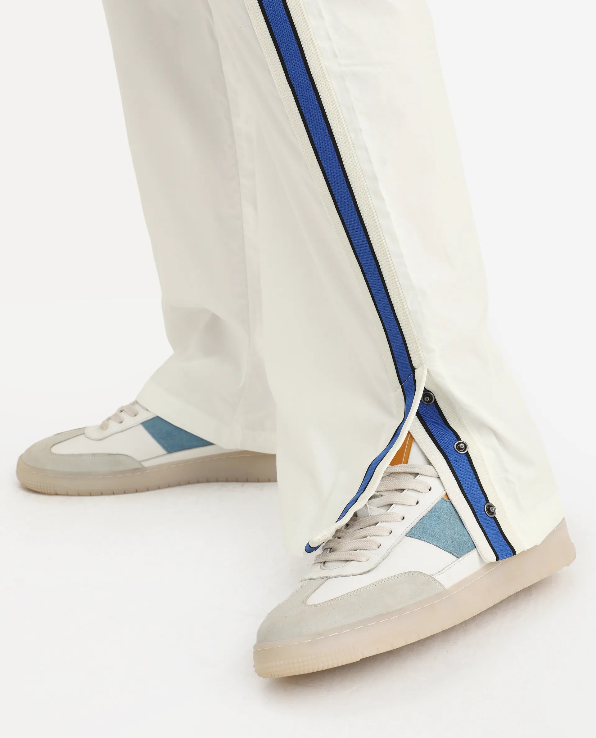 Rare Rabbit Men's Macon White Cotton Plain Baggy Fit Track Pant