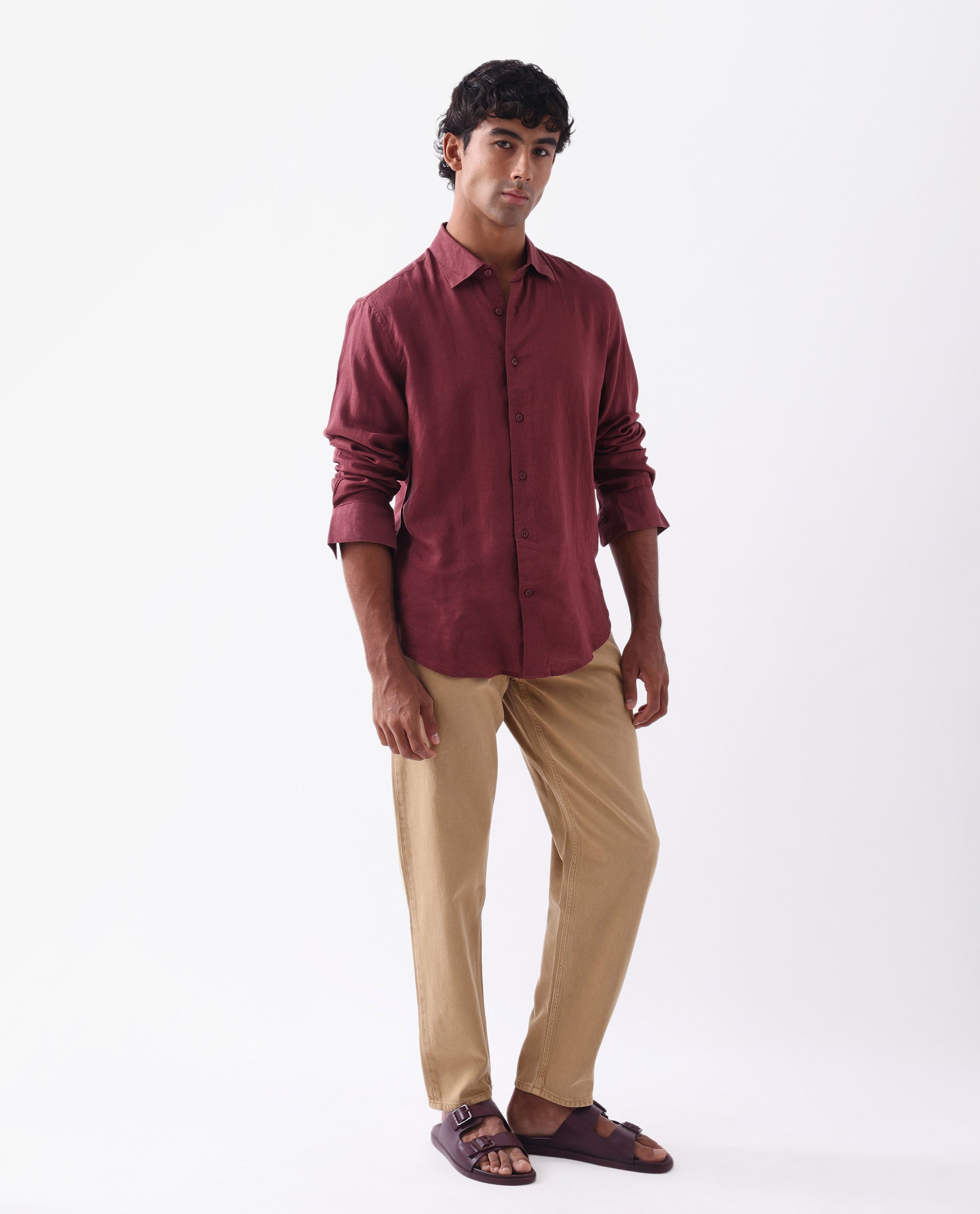 Rare Rabbit Men's Arvi Mustard Cotton Plain Dond Carrot Fit Jeans