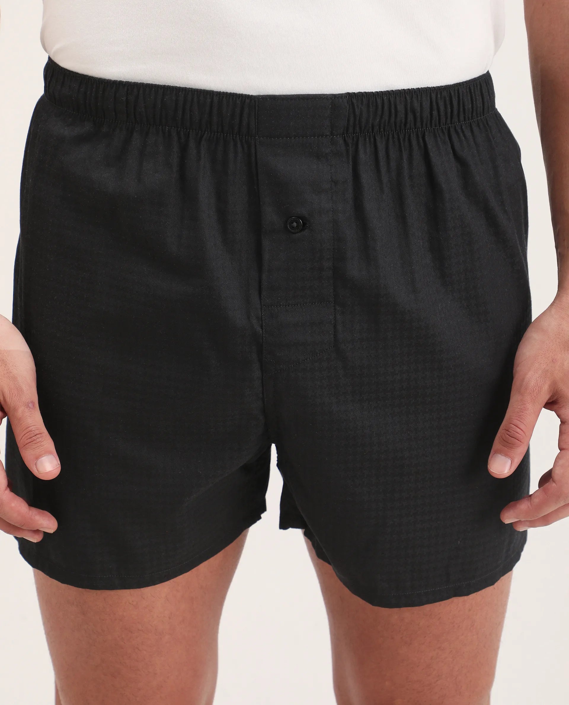 Rare Rabbit Men's Kiva Black Lyocell Regular Fit Checks Boxer