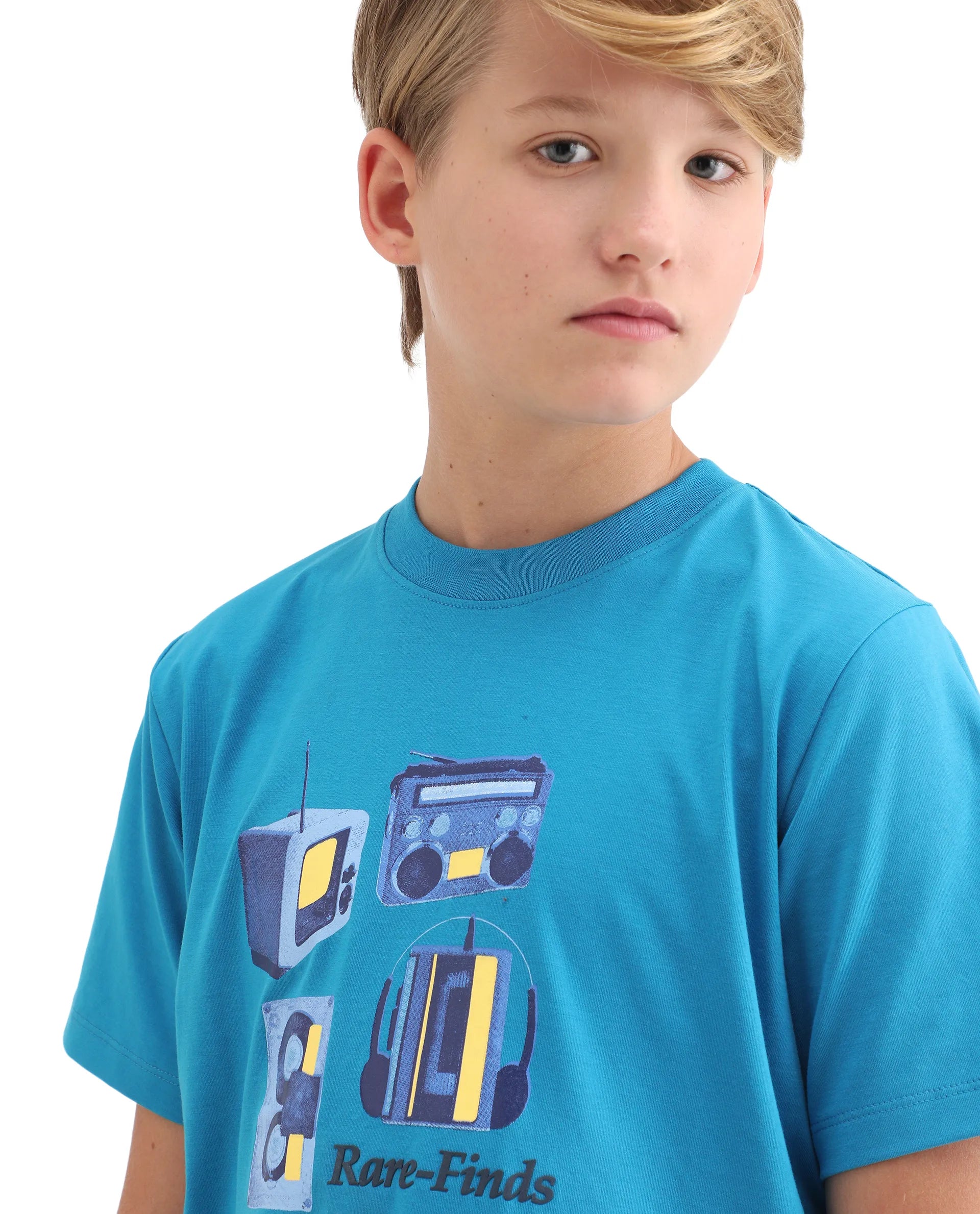 Rare Ones Kids Milo Blue Cotton Blend Short Sleeve Crew Neck Print T-Shirt