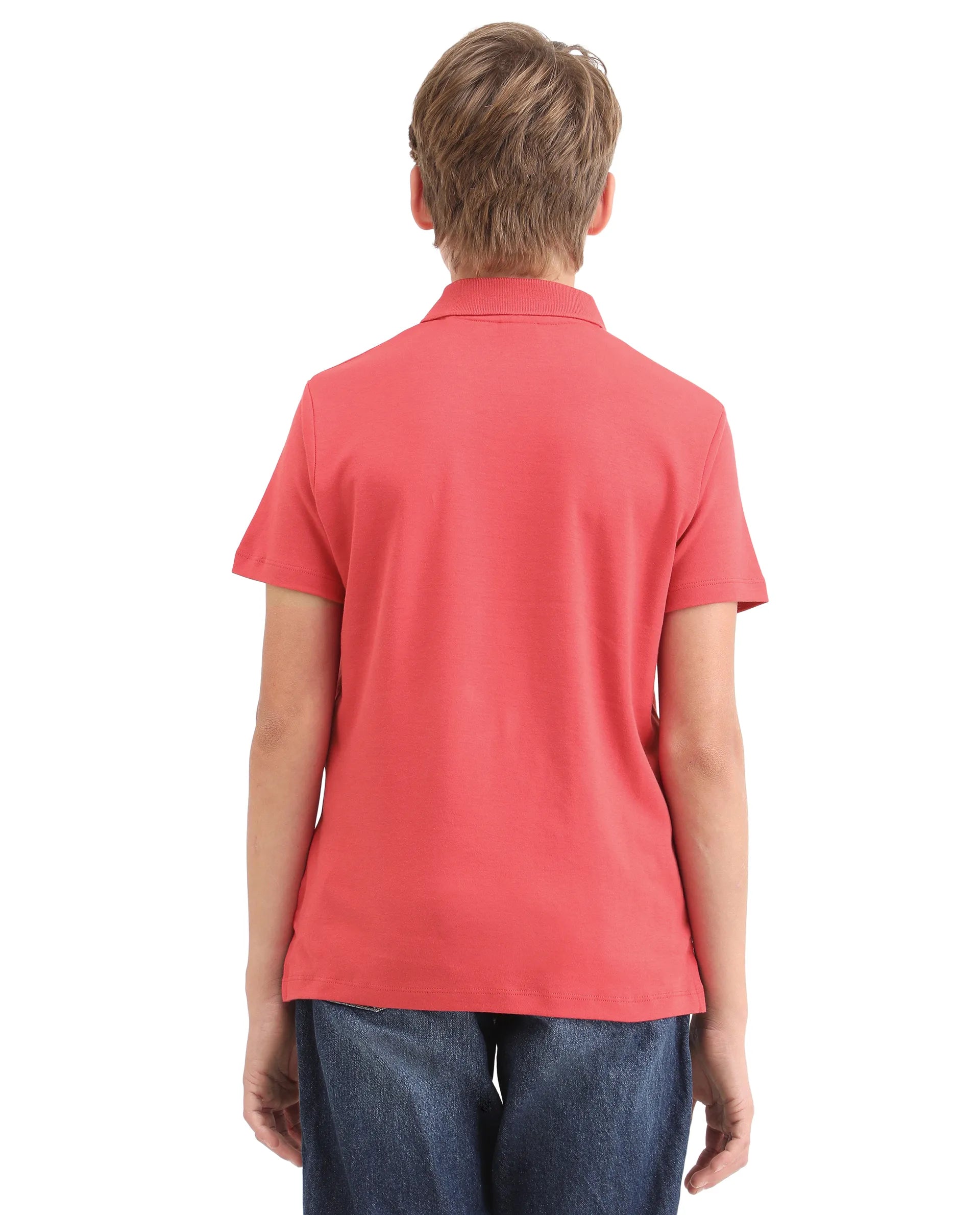 Rare Ones Kids Zyra Red Cotton Half Sleeve Button Closure Printed Regular Fit Polo
