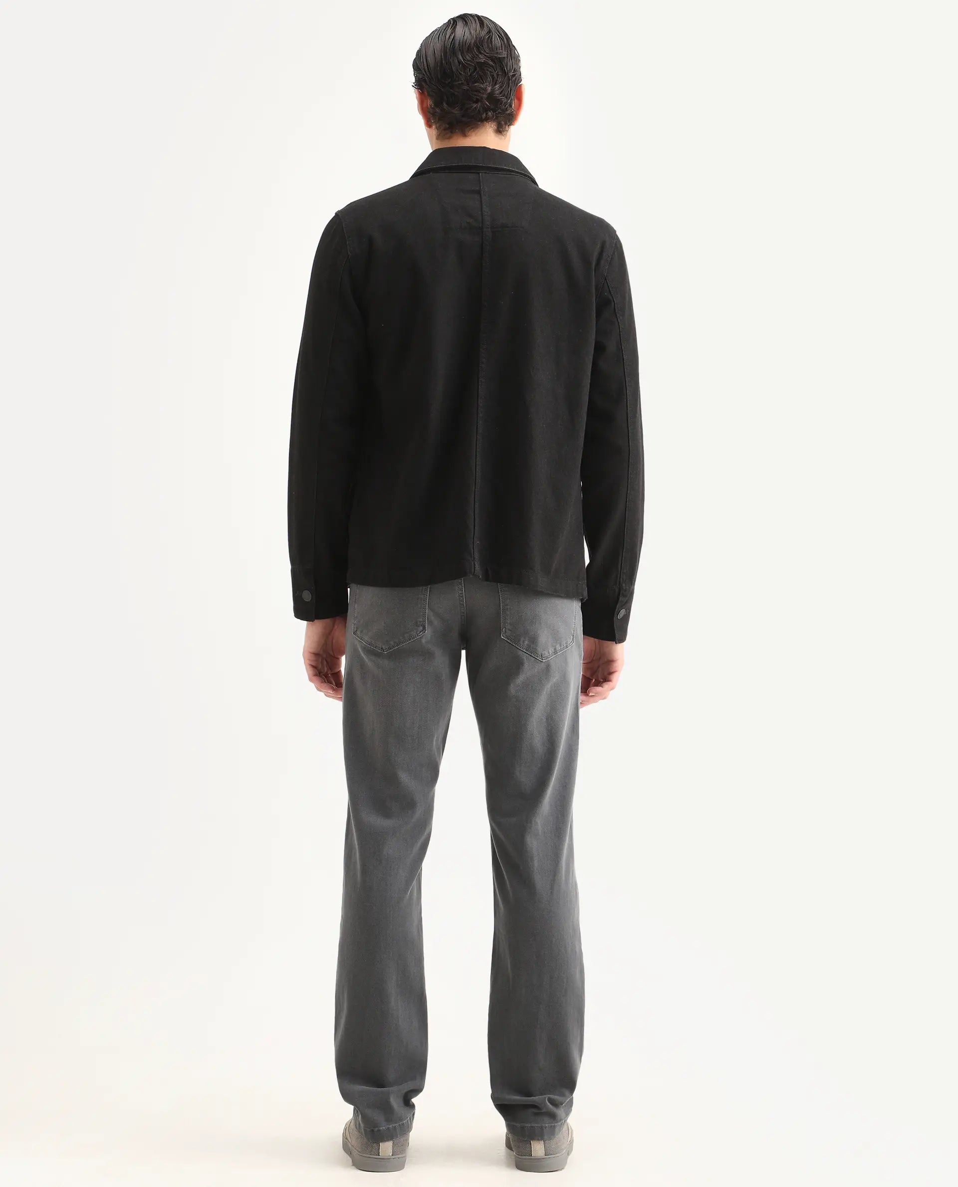 Rare Rabbit Men's Fyod 26 Dark Grey Cotton Blend Fabric Morris Regular Fit Plain Jeans