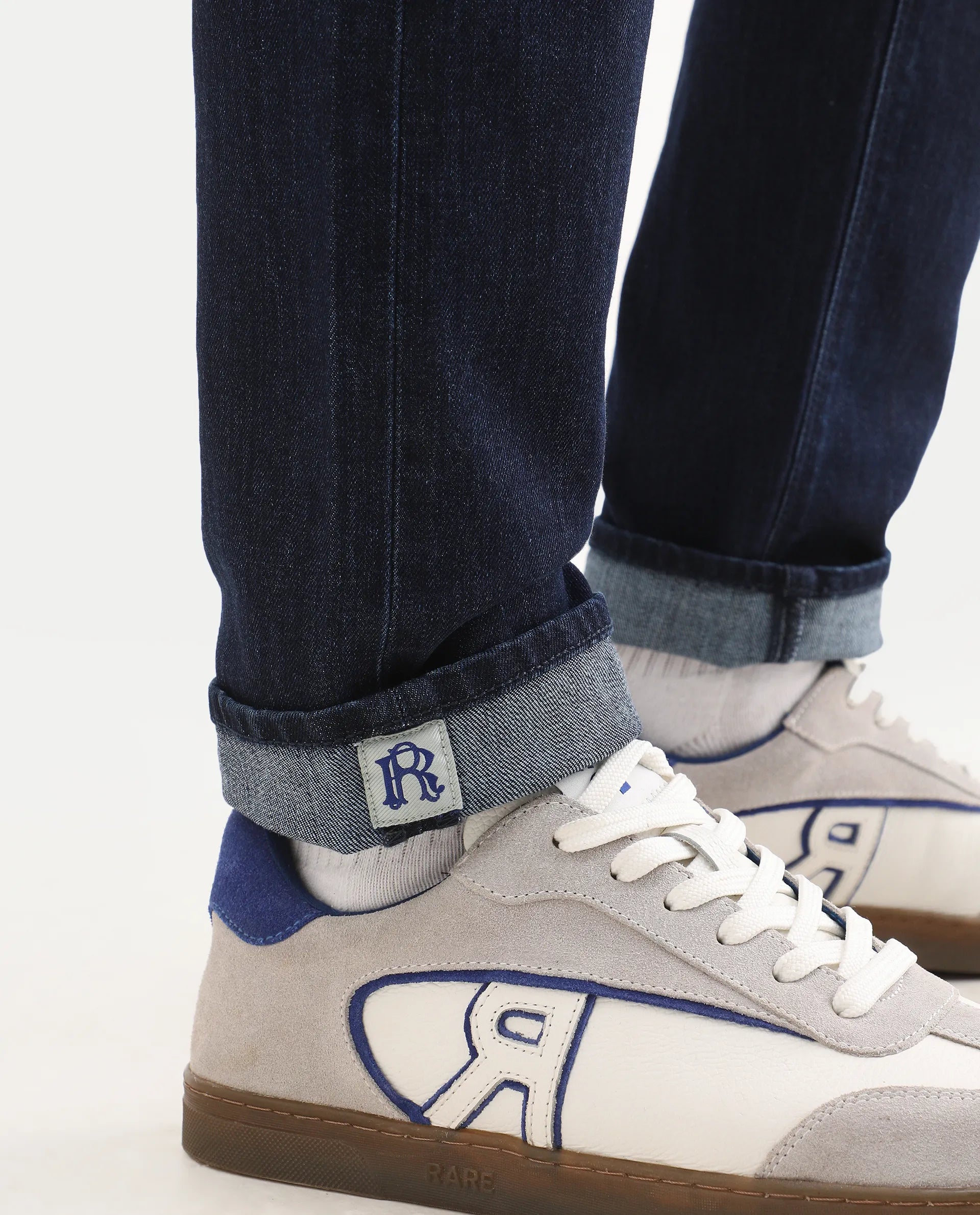 Rare Rabbit Men's Samm Dark Blue Cotton Blend Fabric Hawk Slim Fit Jeans