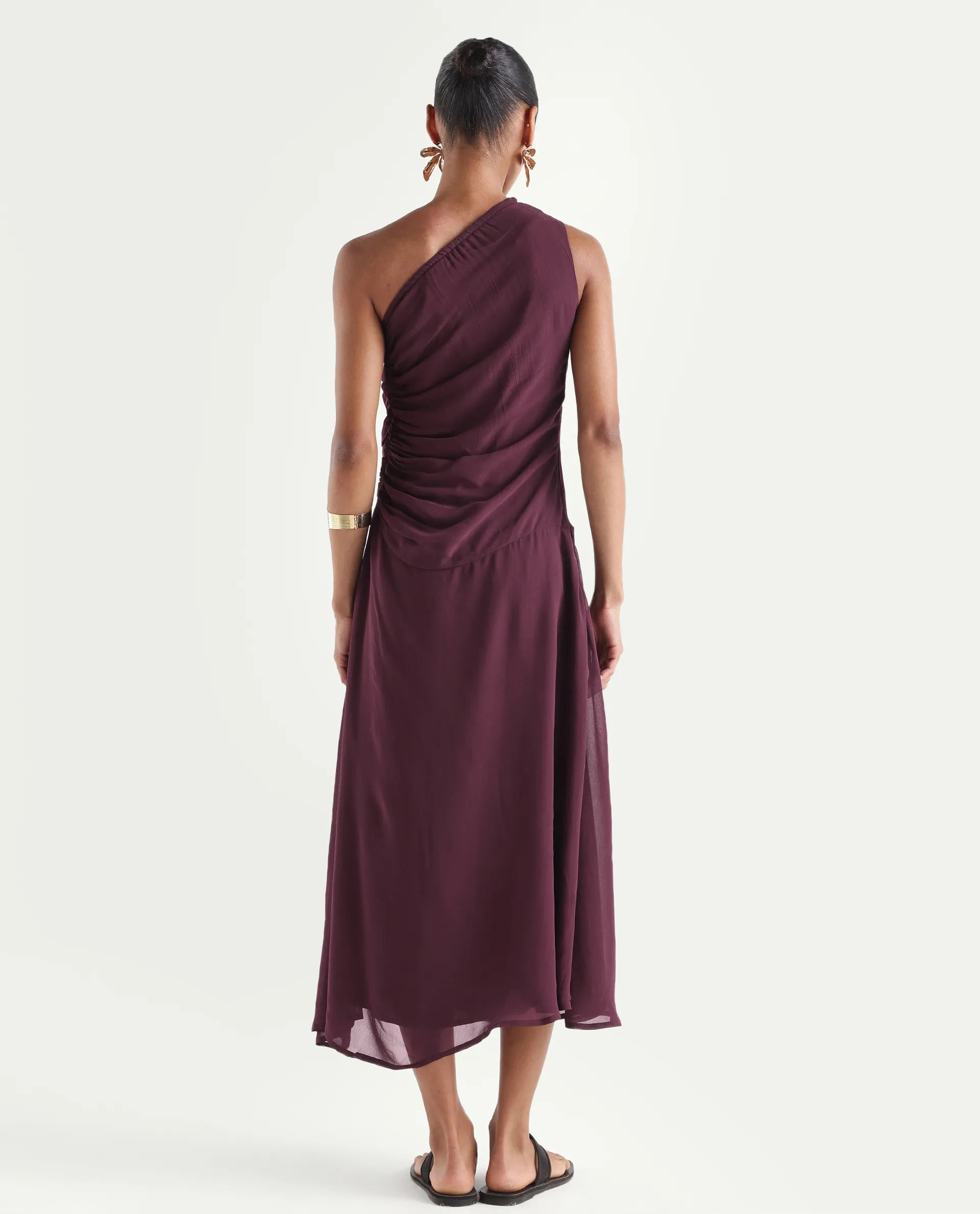 Rareism Women's Aelarri Maroon Viscose Blend Sleeveless Fit And Flare Printed Dress
