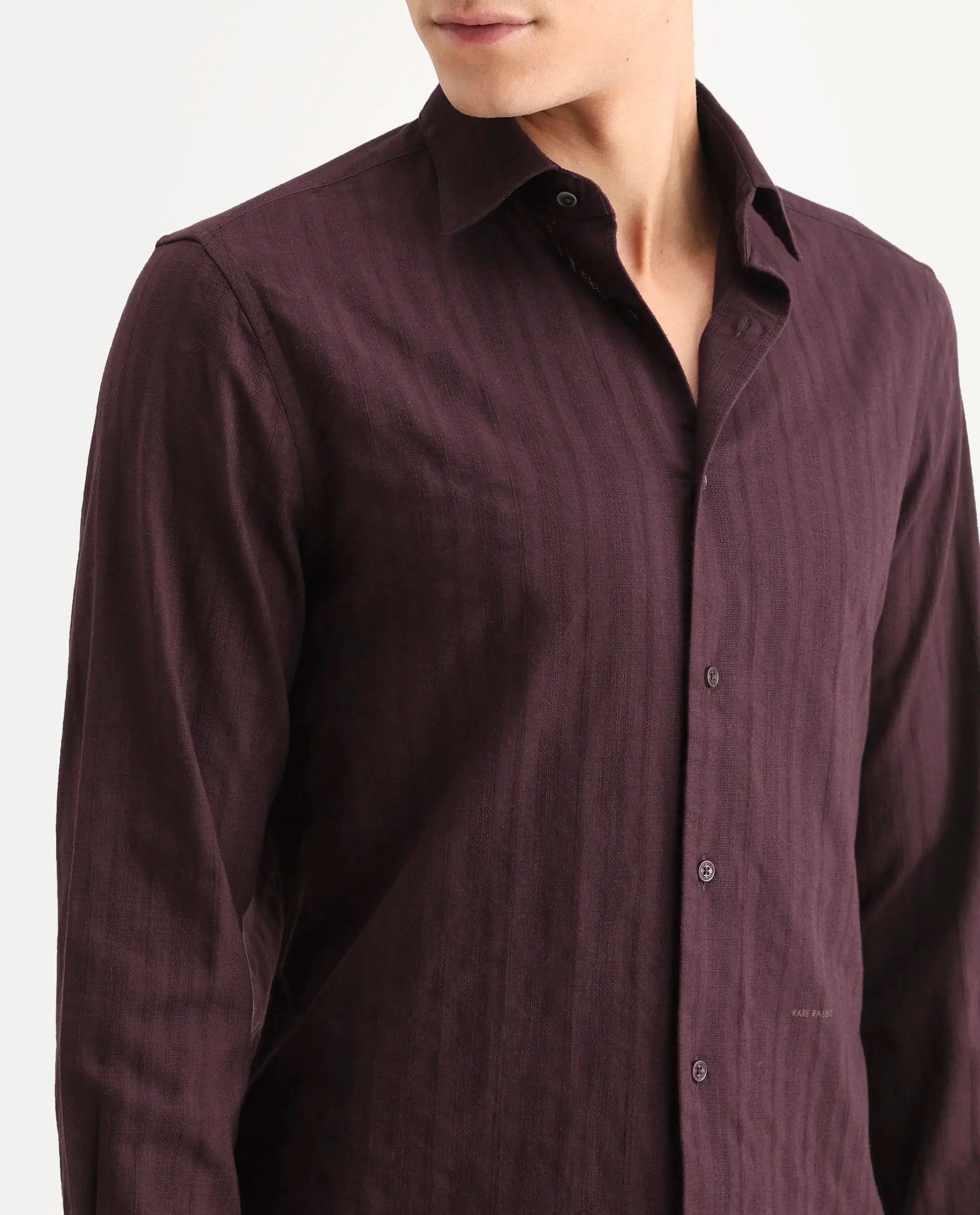 Rare Rabbit Men's Laver Dusky Teal Cotton Fabric Full Sleeve Regular Fit Textured Shirt