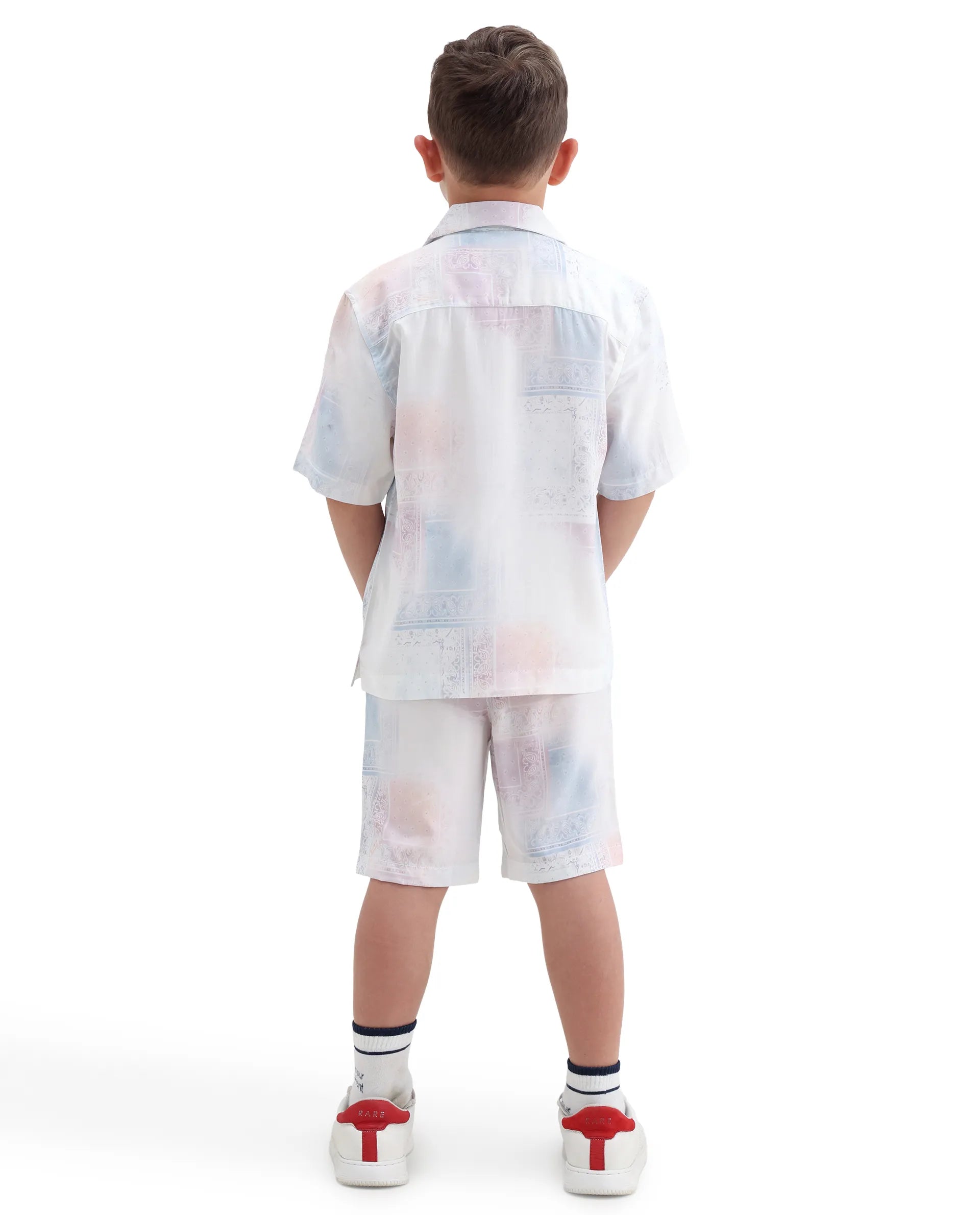 Rare Ones Kids Adrin-B Off White Viscose Rayon Button Closure Regular Fit Shorts