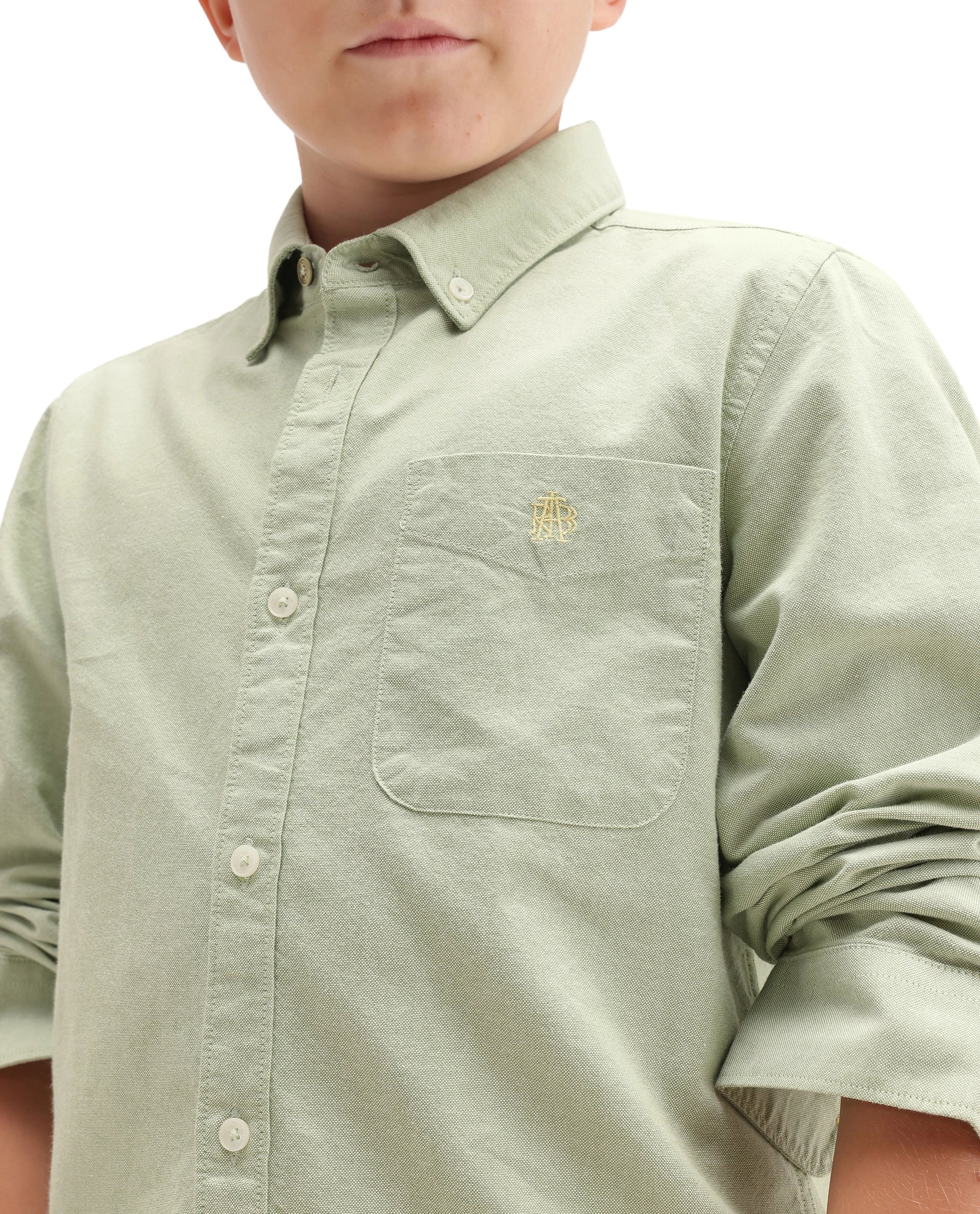 Rare Ones Kids Jac-26 Pastel Green Cotton Button Closure Regular Fit Shirt
