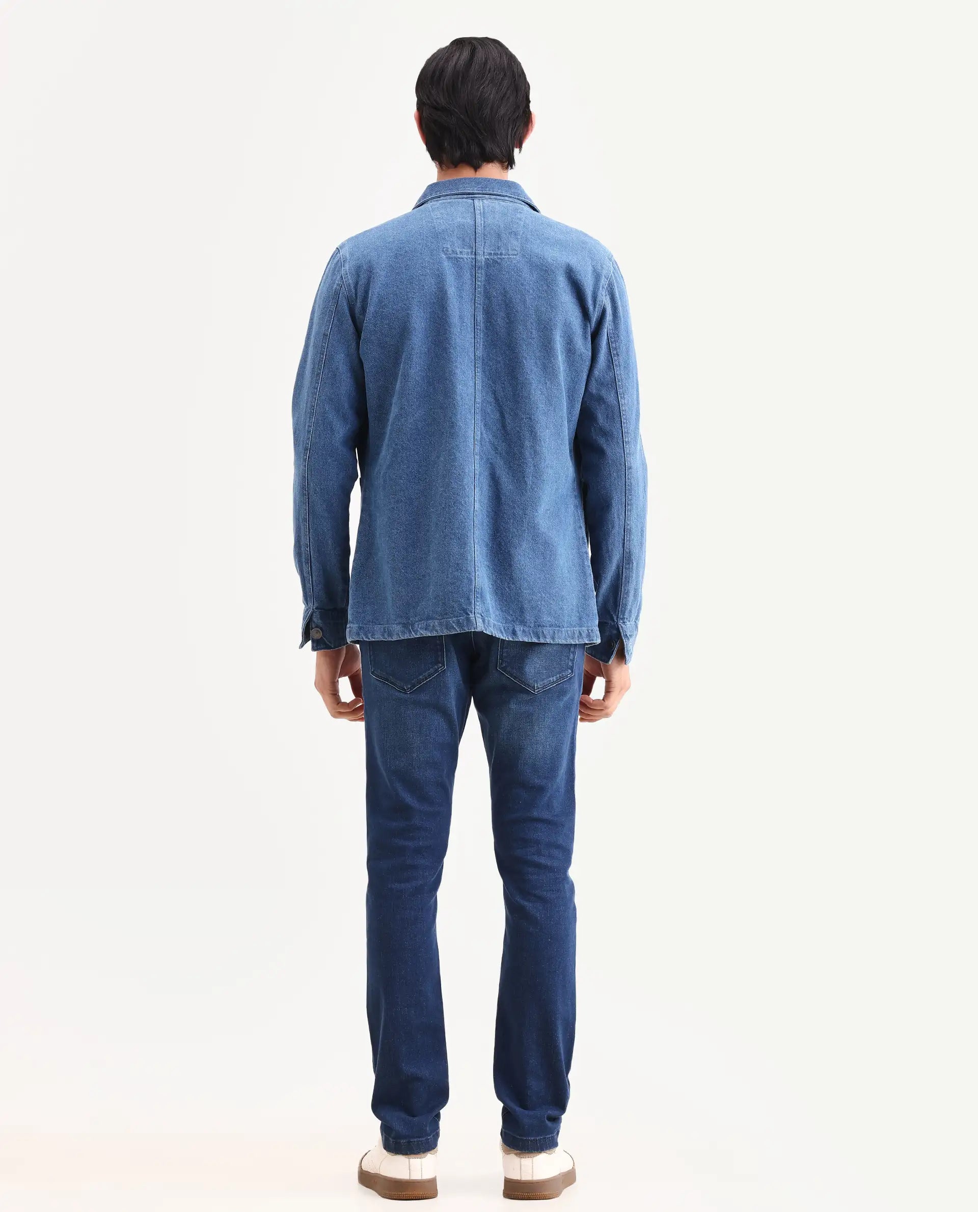 Rare Rabbit Men's Rilo H Dark Blue Cotton Blend Fabric Hawk Slim Plain Jeans