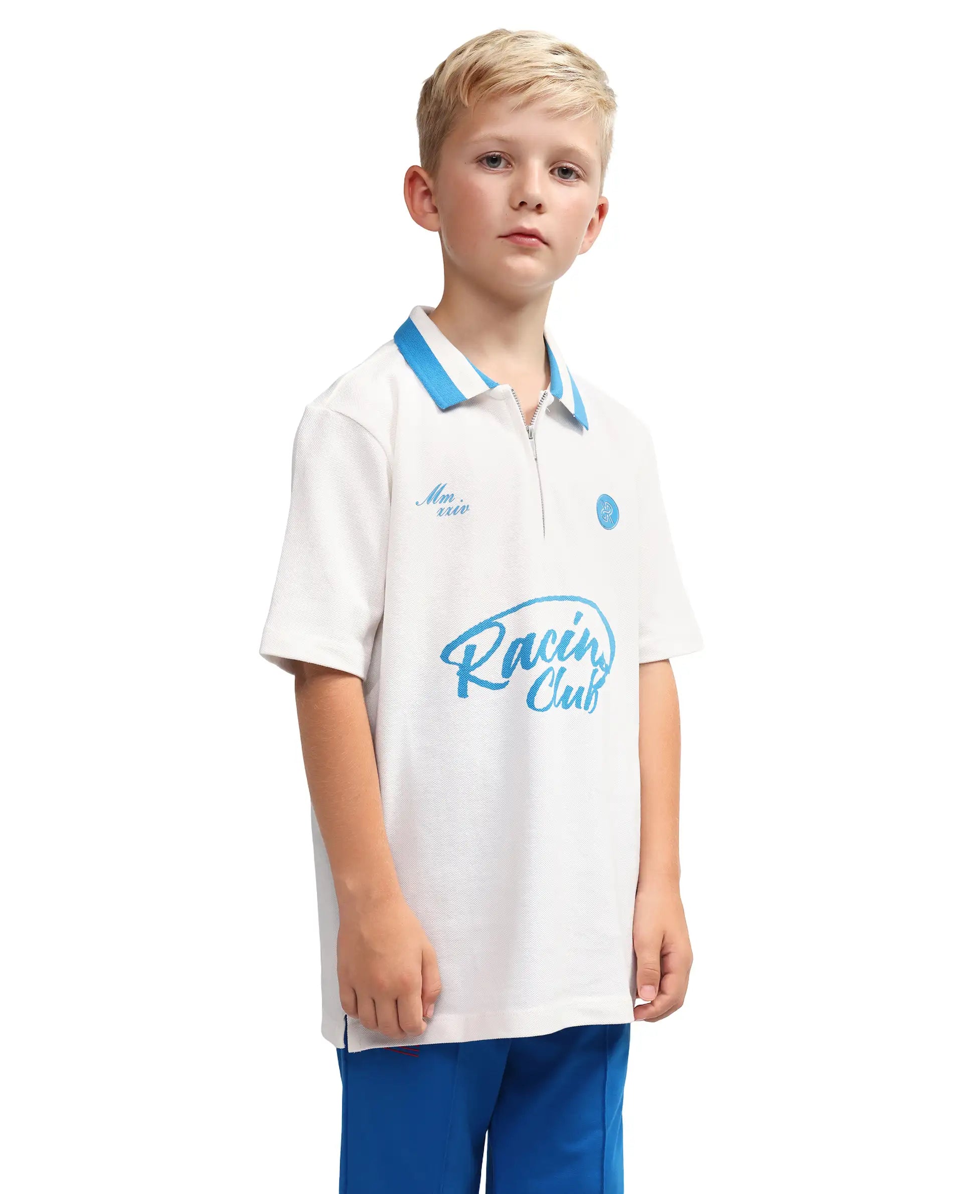 Rare Ones Kids Rino Off White Cotton Zipper Closure Regular Fit Polo