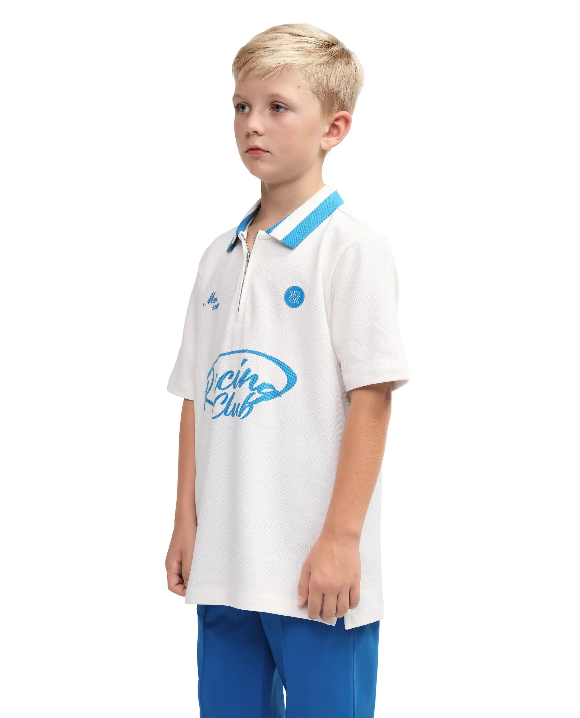Rare Ones Kids Rino Off White Cotton Zipper Closure Regular Fit Polo