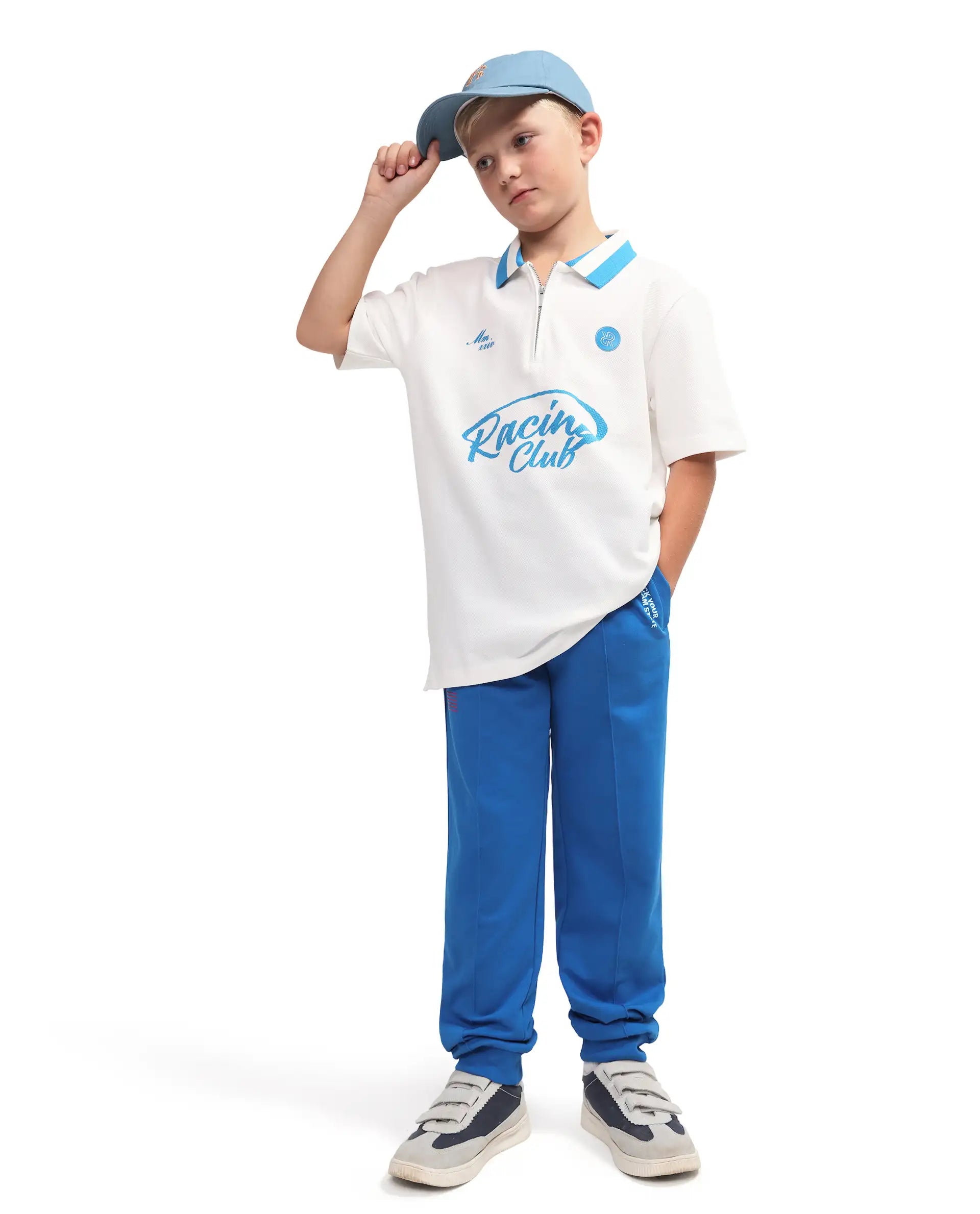 Rare Ones Kids Rino Off White Cotton Zipper Closure Regular Fit Polo