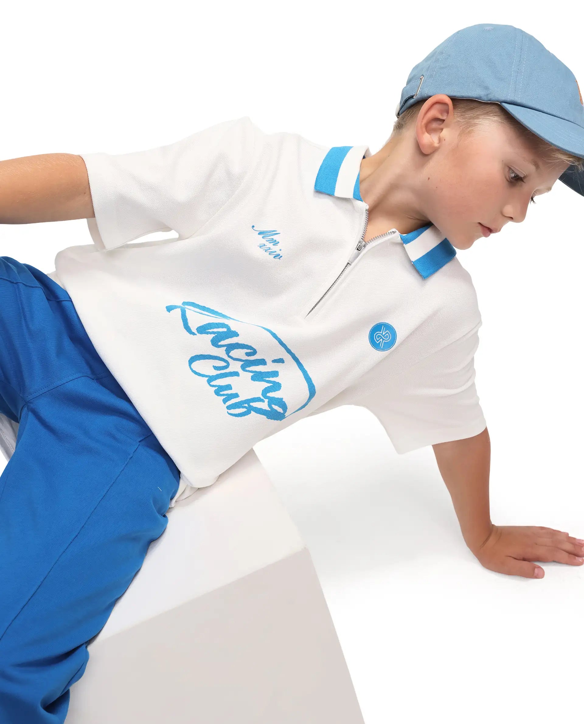 Rare Ones Kids Rino Off White Cotton Zipper Closure Regular Fit Polo