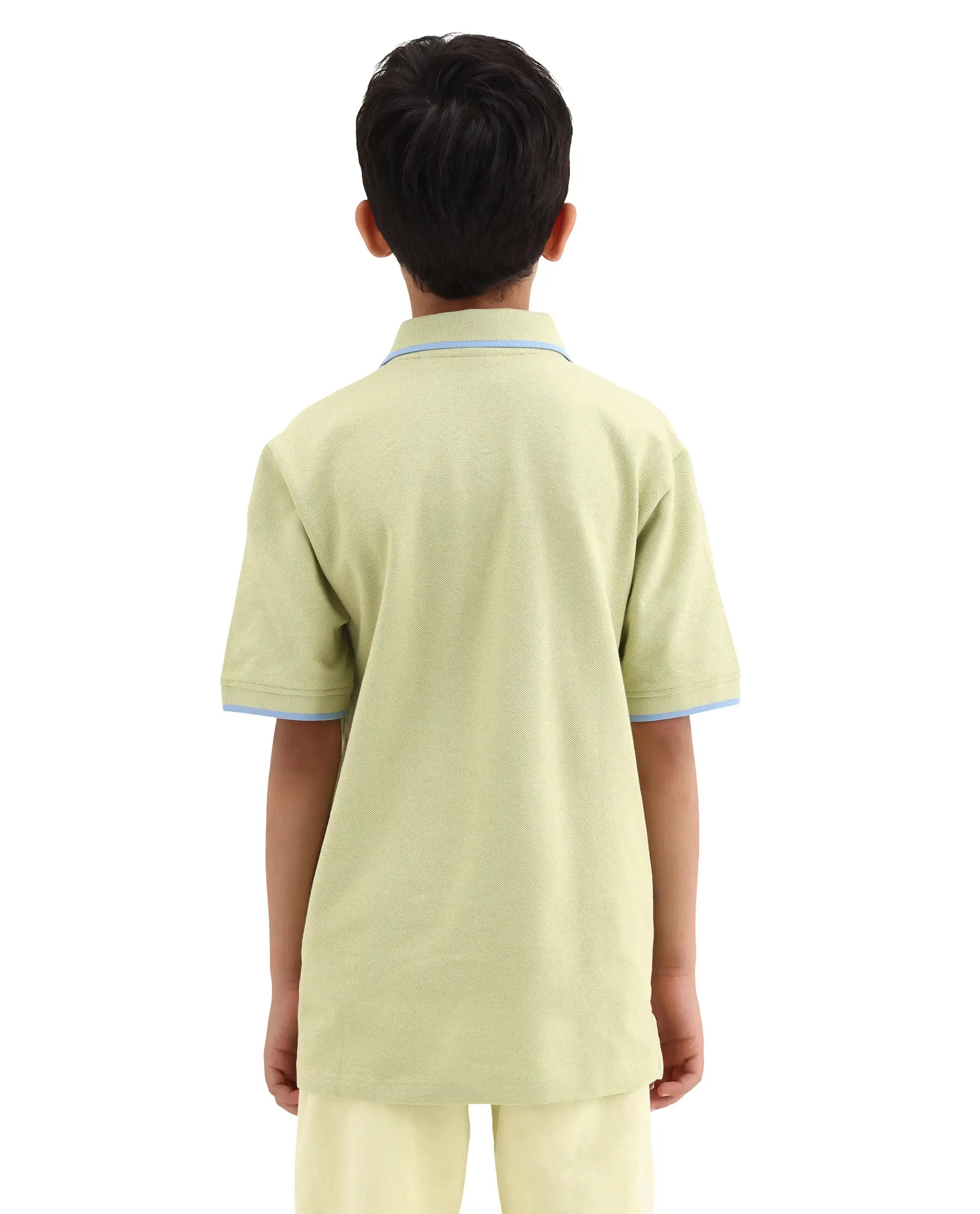 Rare Ones Kids Nael Fluorescent Yellow Cotton Button Closure Hd Print Regular Fit Polo