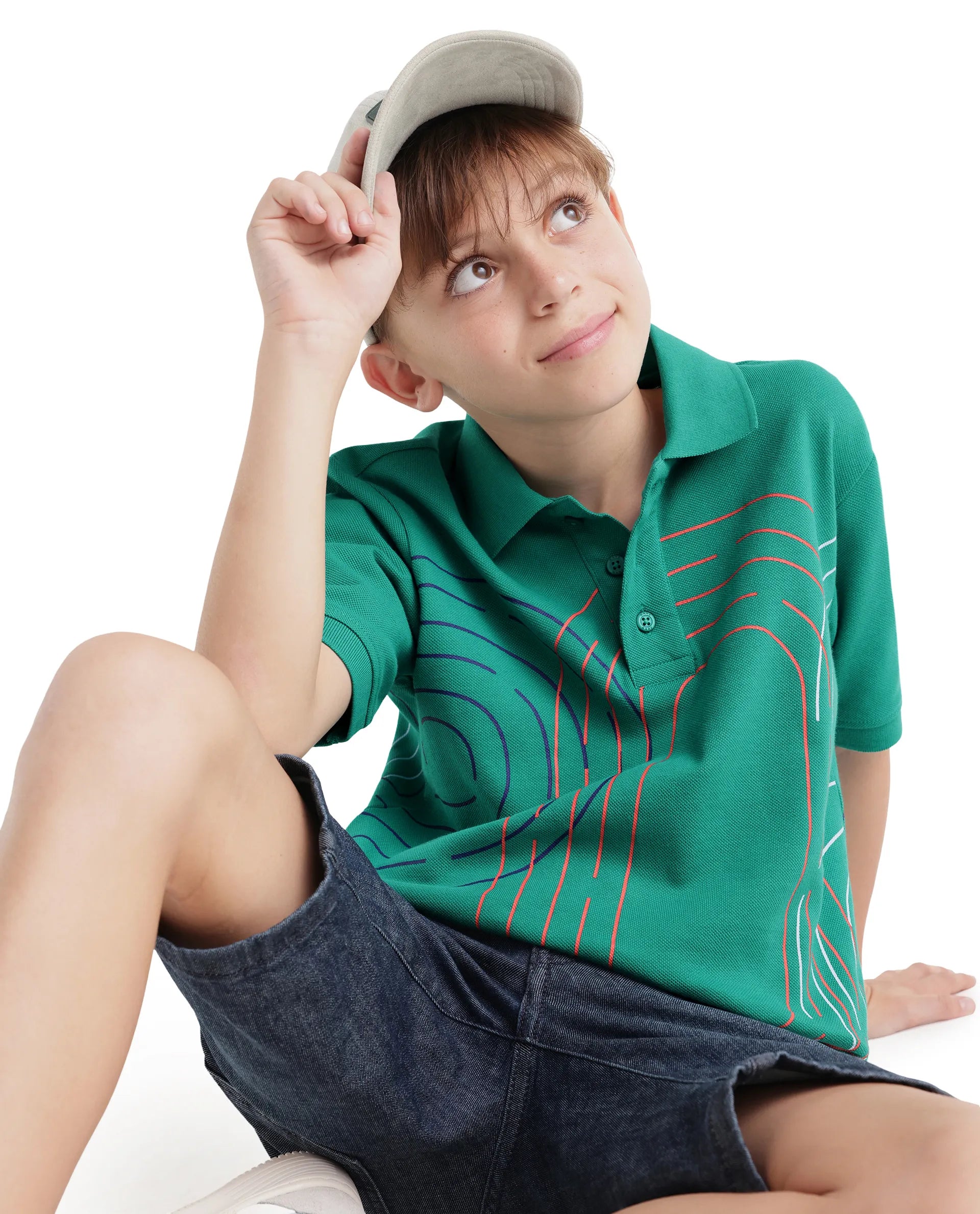 Rare Ones Kids Twen Green Cotton Button Closure Regular Fit Polo