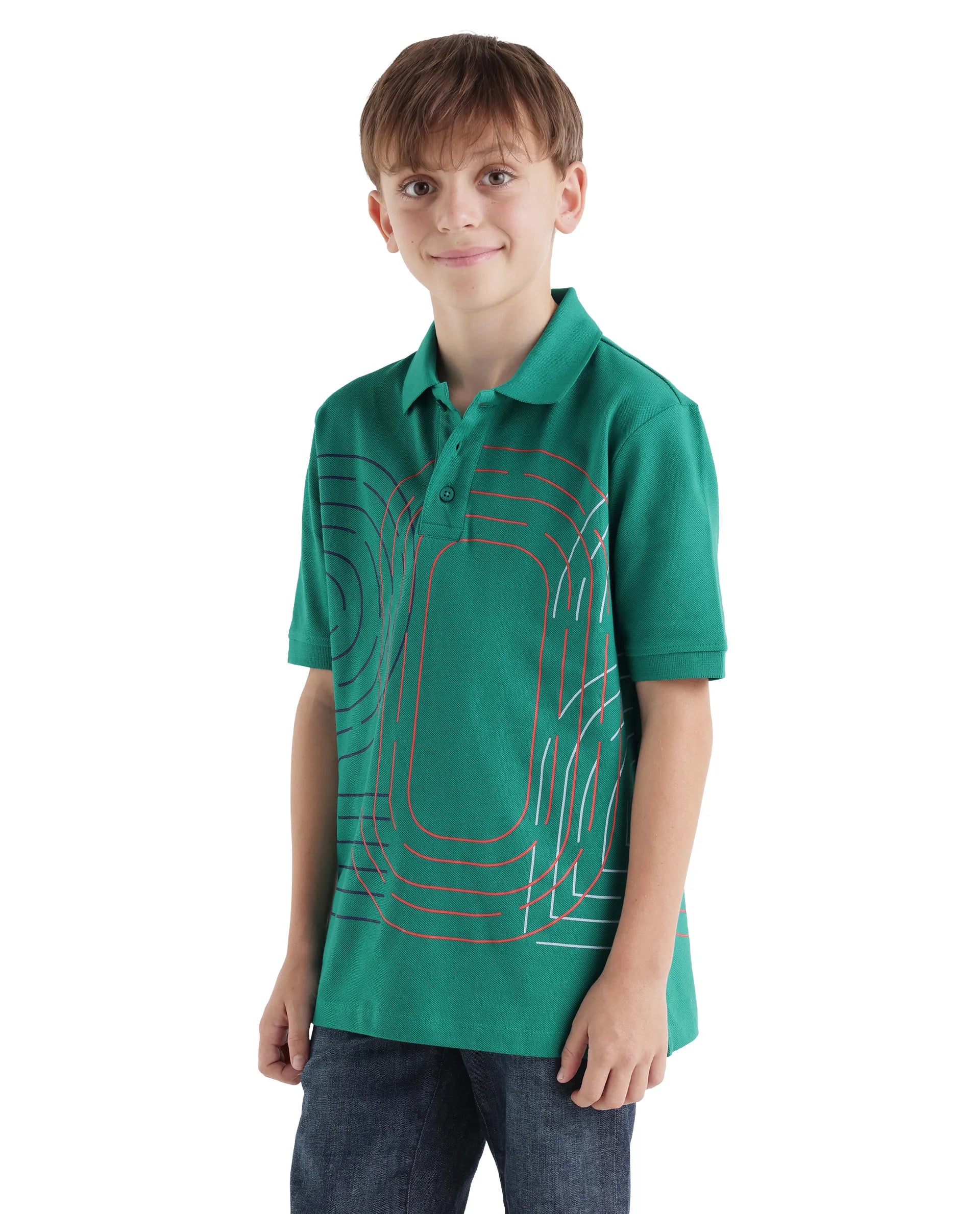 Rare Ones Kids Twen Green Cotton Button Closure Regular Fit Polo