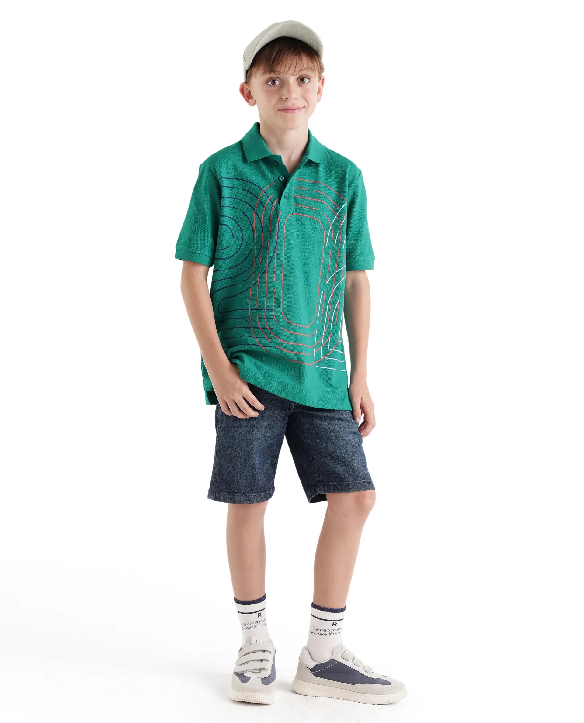 Rare Ones Kids Twen Green Cotton Button Closure Regular Fit Polo