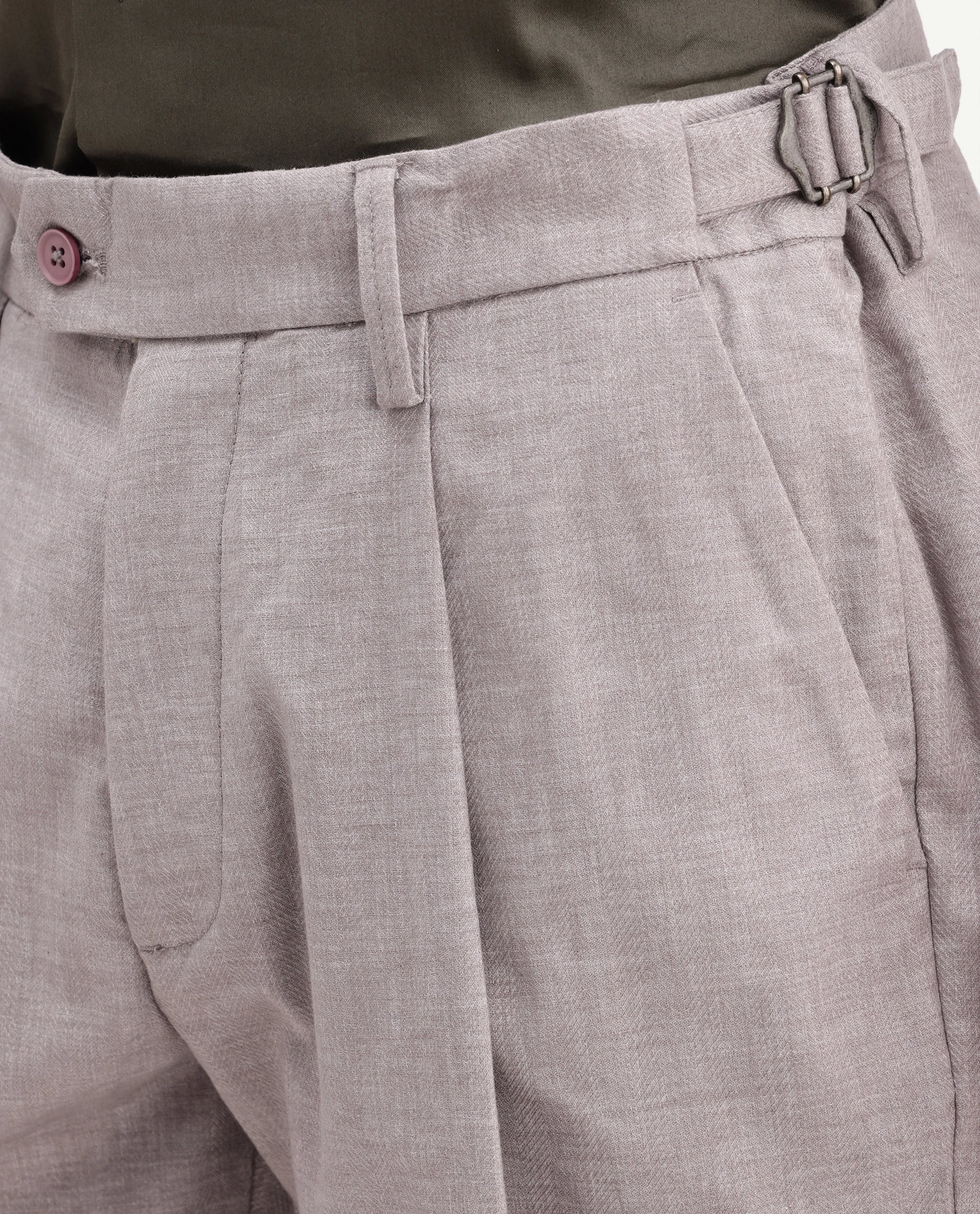 Rare Rabbit Men's Cami Light Grey Cotton Blend Fabric Regular Fit Plain Trouser