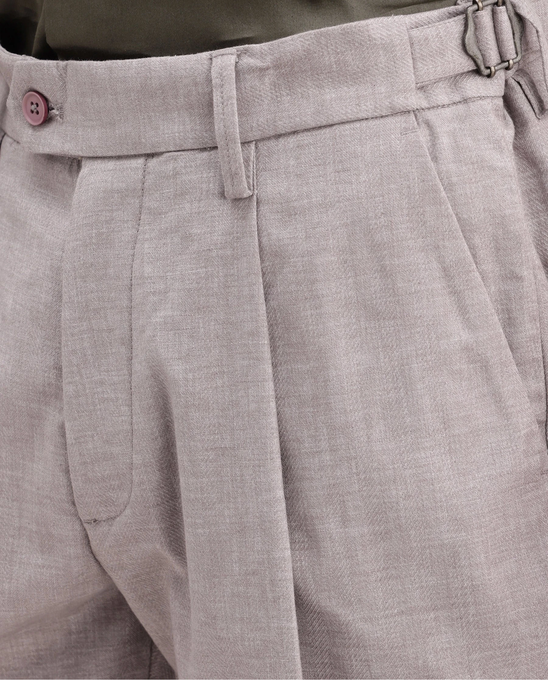 Rare Rabbit Men's Cami Light Grey Cotton Blend Fabric Regular Fit Plain Trouser