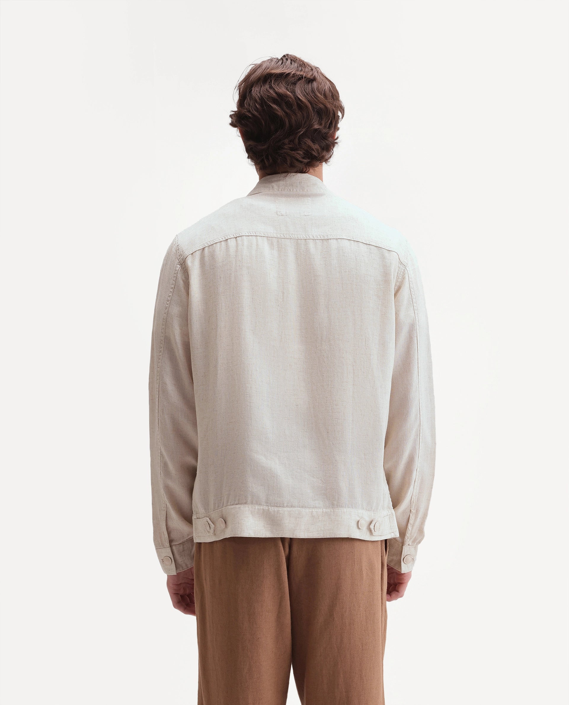 Rare Rabbit Men's Azove-T Beige Cotton Blend Fabric Regular Fit Plain Shacket