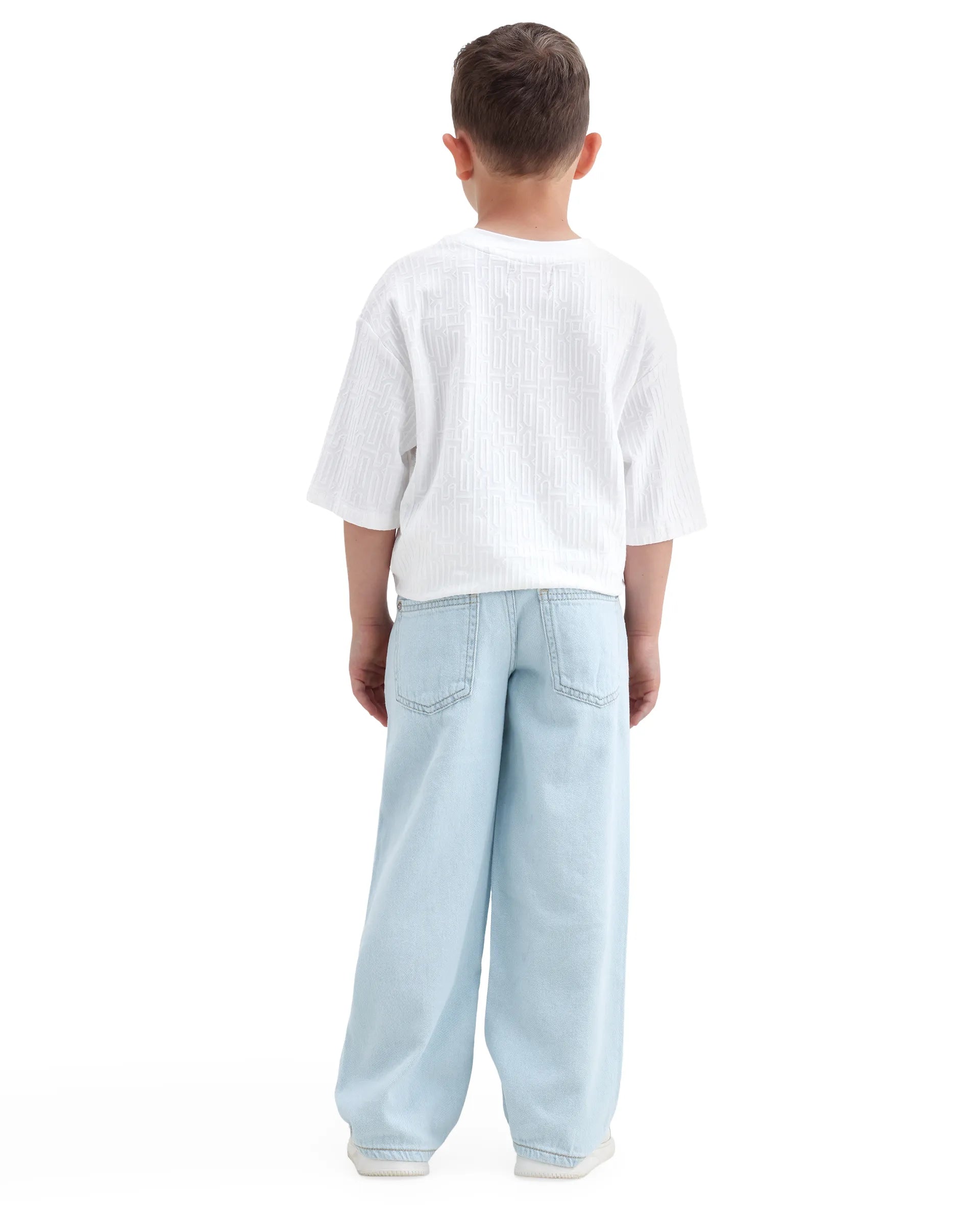 Rare Ones Kids Kasen-2 Light Blue Cotton Blend Shank Button Closure Slouchy Fit Jeans