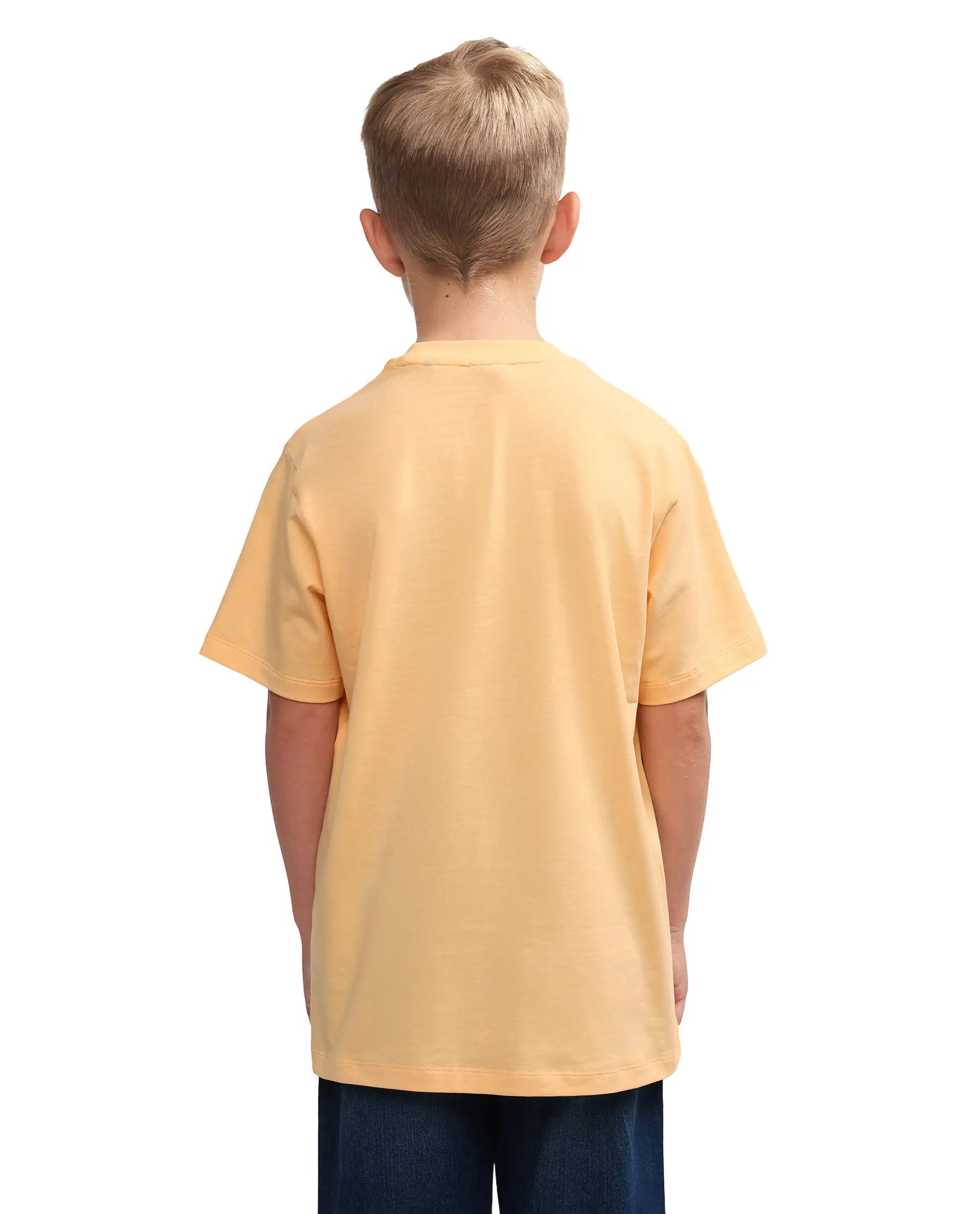 Rare Ones Kids Azur Yellow Cotton Blend Pull-On Closure Badge Applique Regular Fit T-Shirt