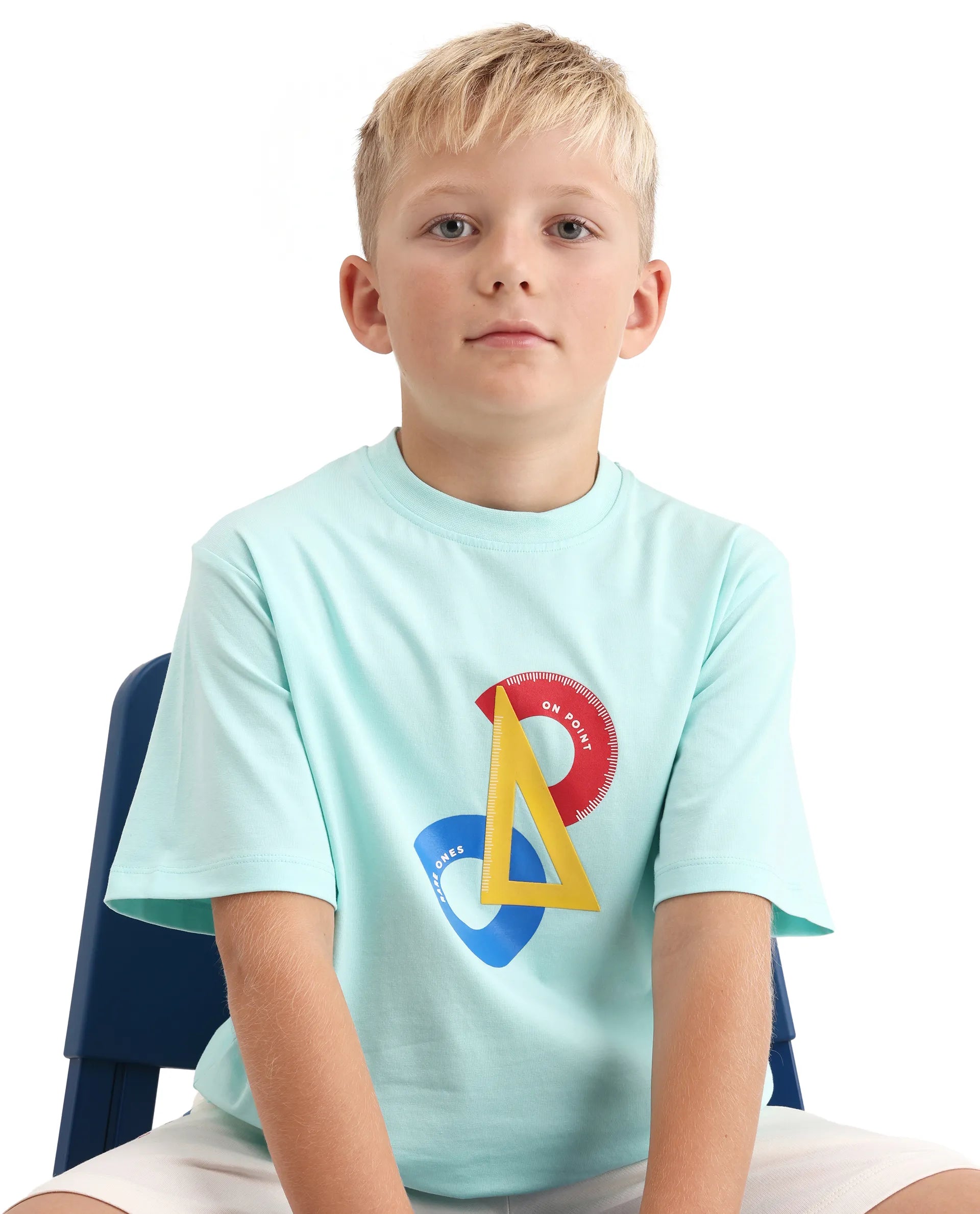 Rare Ones Kids Trac Pastel Turq Cotton Blend Pull-On Closure Pigment Print Regular Fit T-Shirt