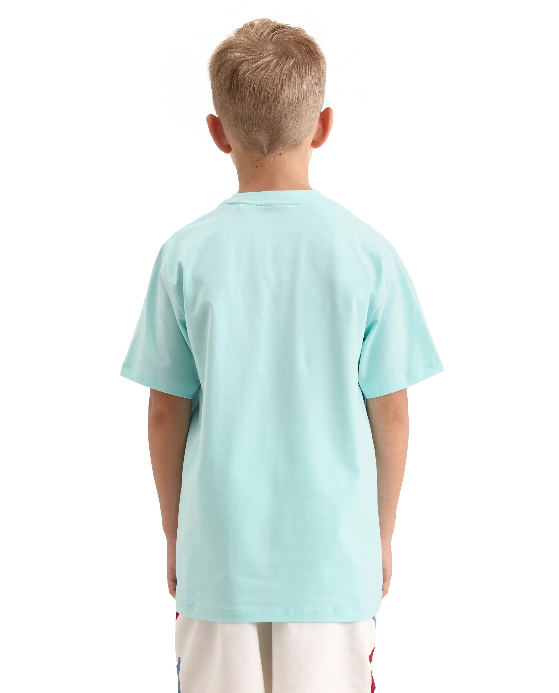 Rare Ones Kids Trac Pastel Turq Cotton Blend Pull-On Closure Pigment Print Regular Fit T-Shirt