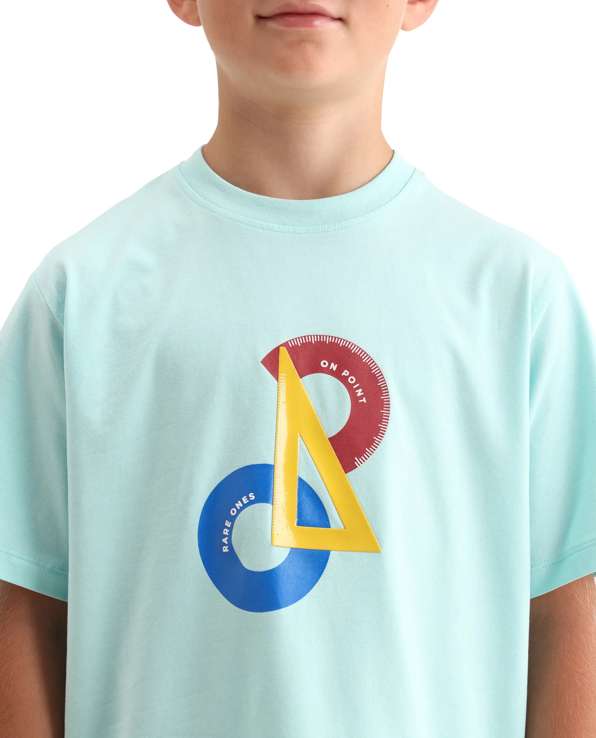 Rare Ones Kids Trac Pastel Turq Cotton Blend Pull-On Closure Pigment Print Regular Fit T-Shirt