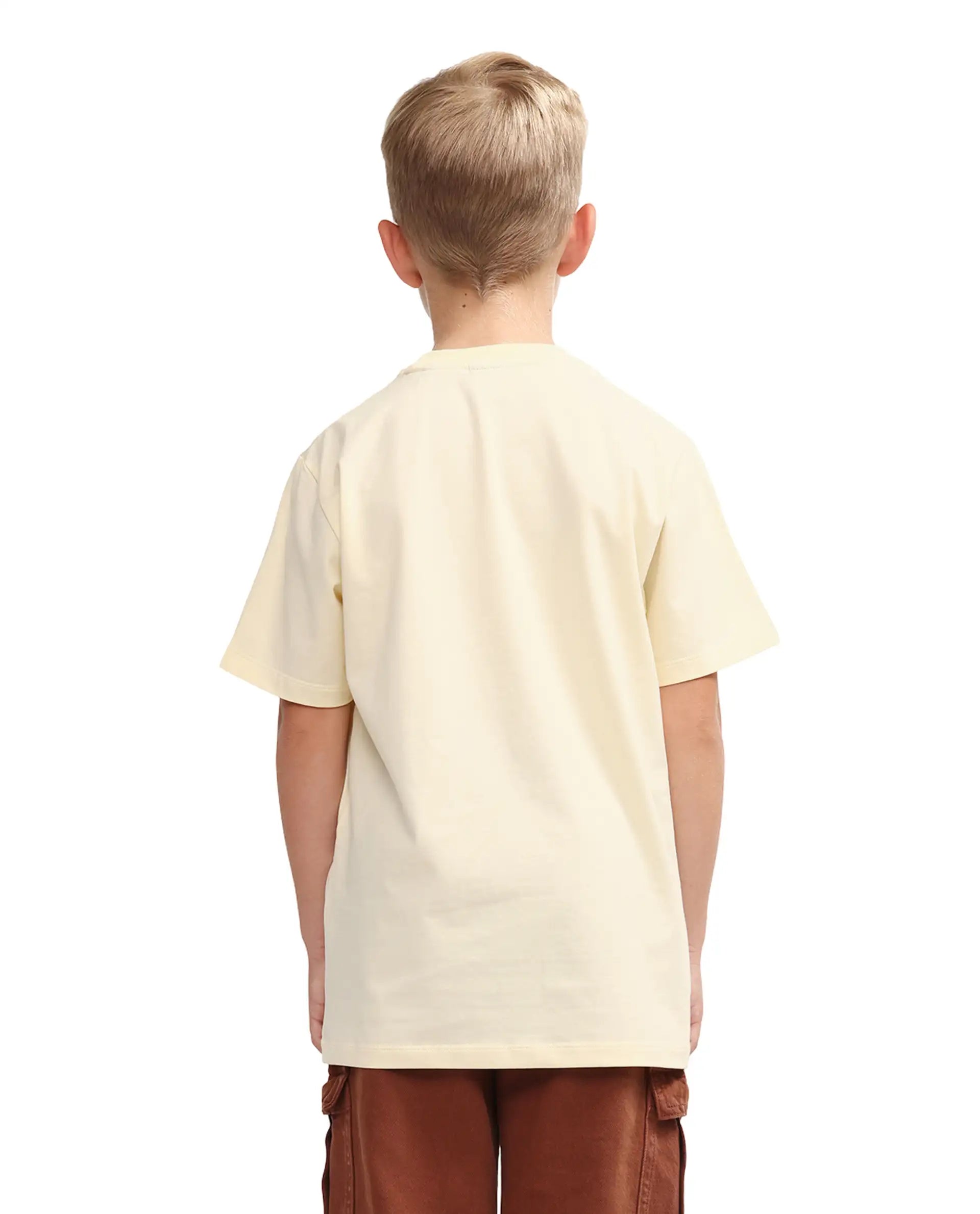 Rare Ones Kids Oleg Pastel Yellow Cotton Blend Pull-On Closure Puff Print Regular Fit T-Shirt