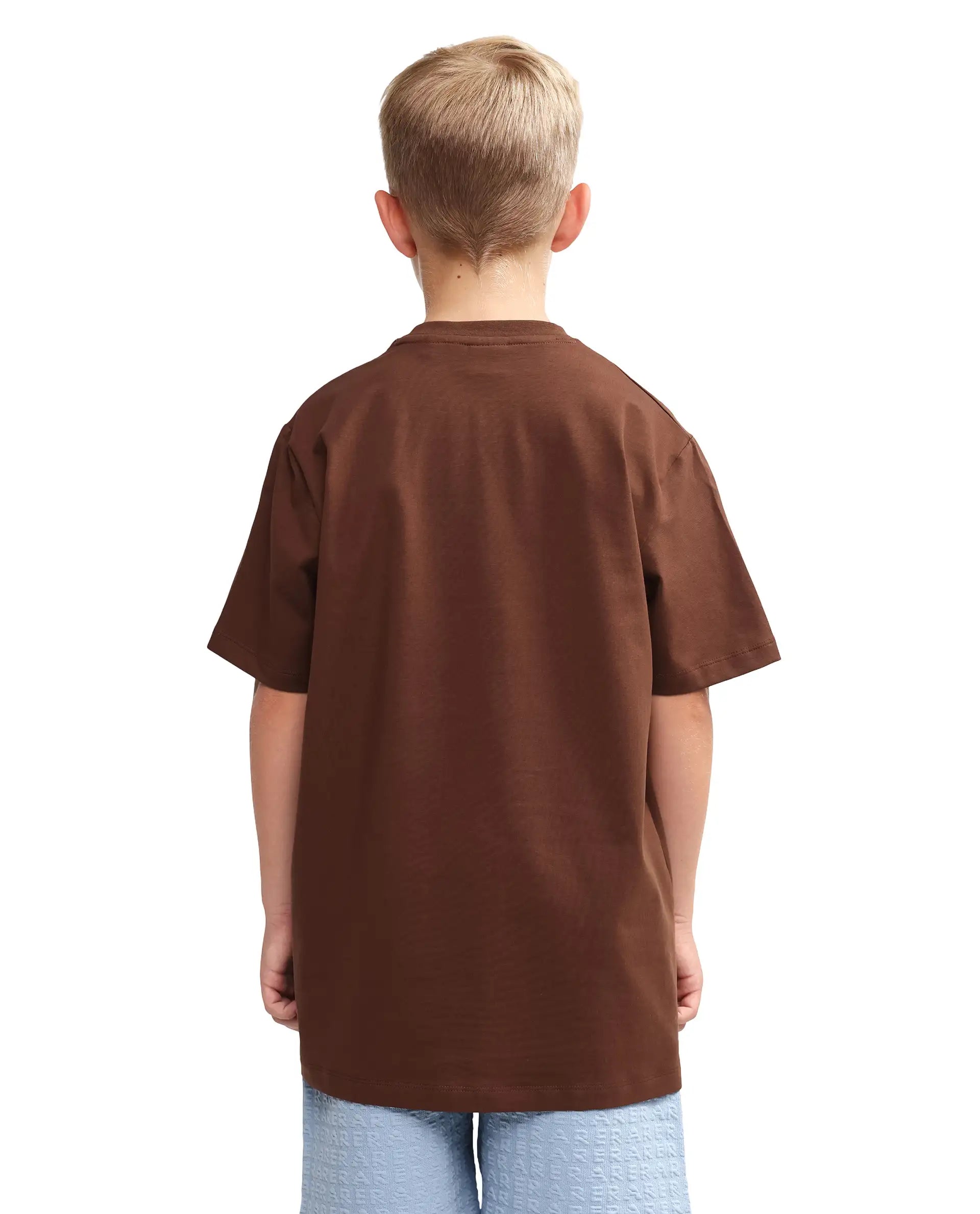 Rare Ones Kids Oleg Brown Cotton Blend Pull-On Closure Puff Print Regular Fit T-Shirt