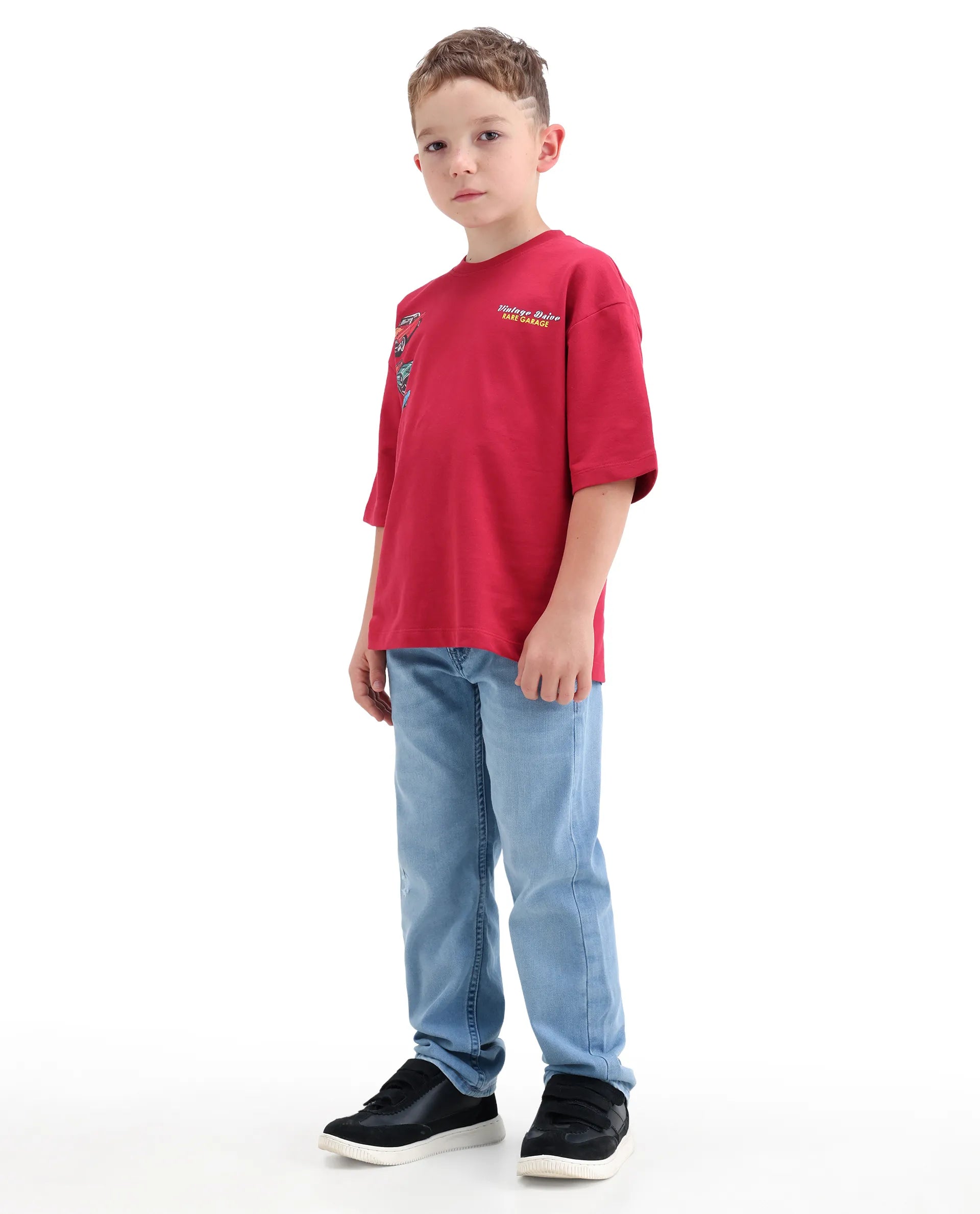 Rare Ones Kids Loet-2 Light Blue Cotton Blend Fabric Zipper Closure Regular Fit Jeans