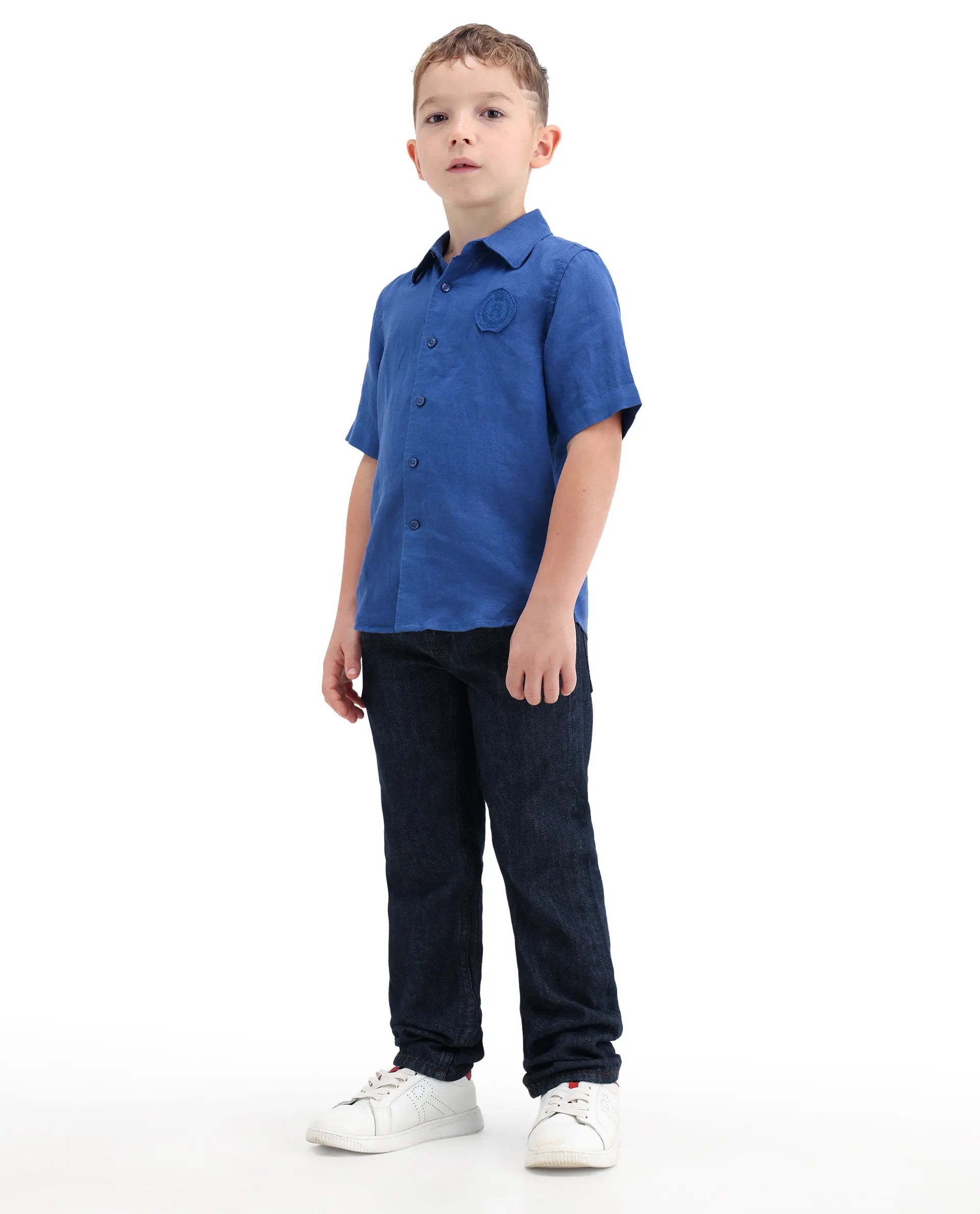 Rare Ones Kids Kaso Dark Navy Cotton Fabric Button And Zipper Closure Regular Fit Jeans