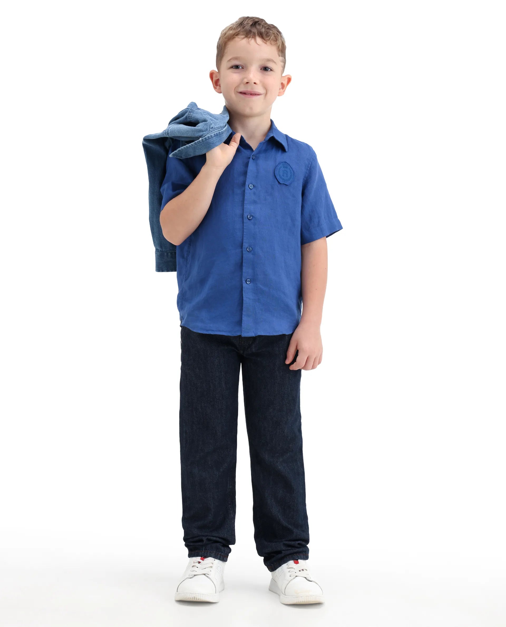 Rare Ones Kids Kaso Dark Navy Cotton Fabric Button And Zipper Closure Regular Fit Jeans