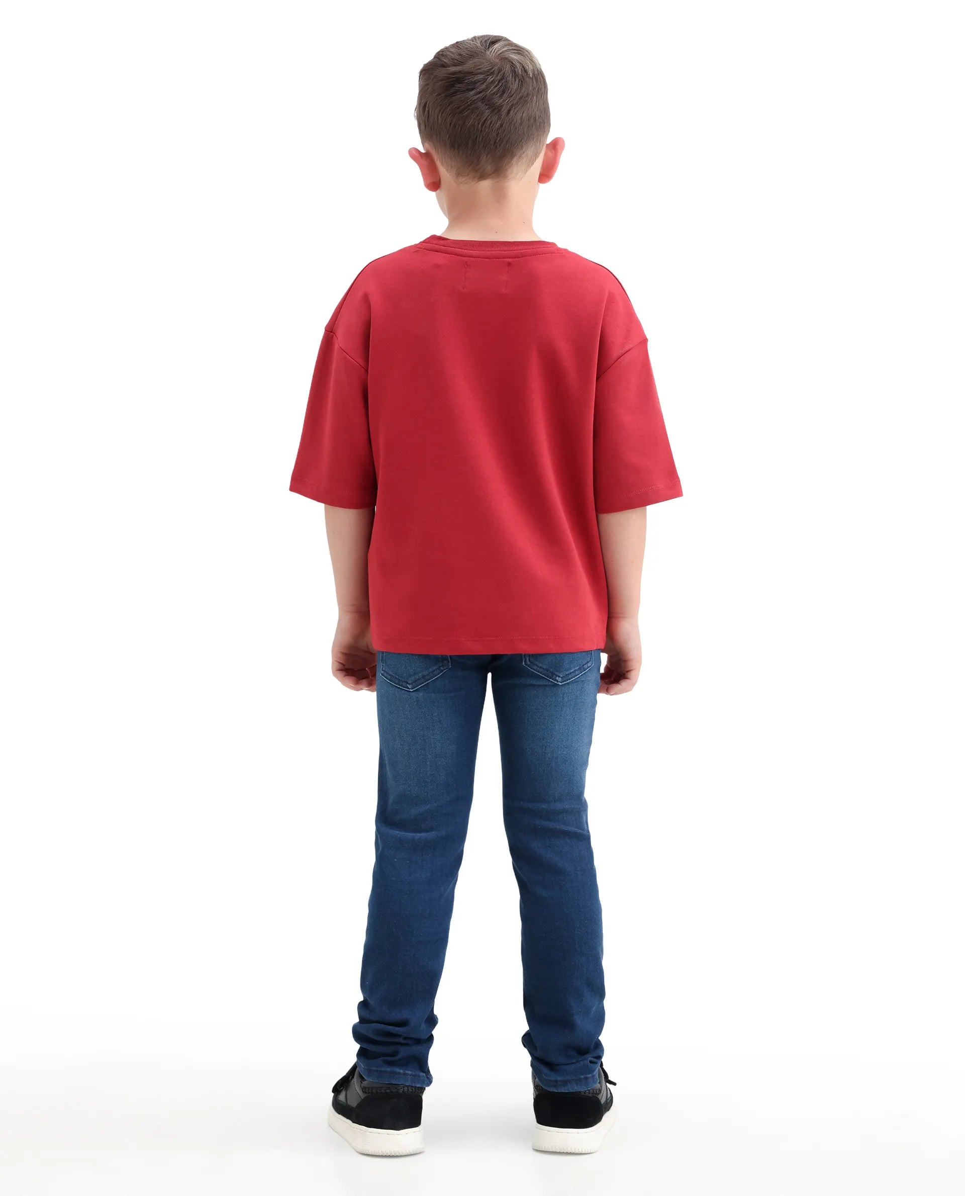 Rare Ones Kids Daito-2 Blue Cotton Blend Fabric Button And Zipper Closure Slim Fit Jeans