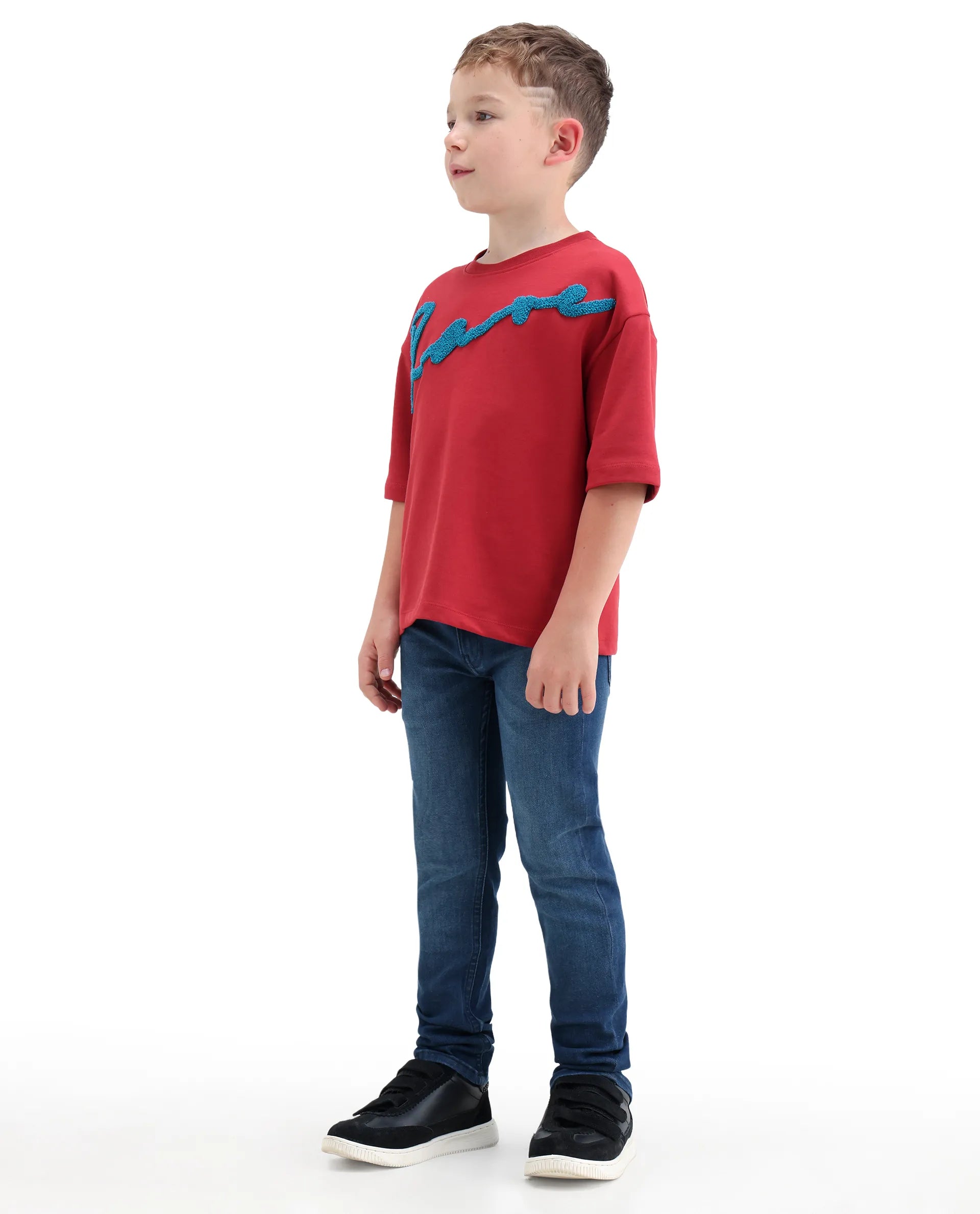Rare Ones Kids Daito-2 Blue Cotton Blend Fabric Button And Zipper Closure Slim Fit Jeans