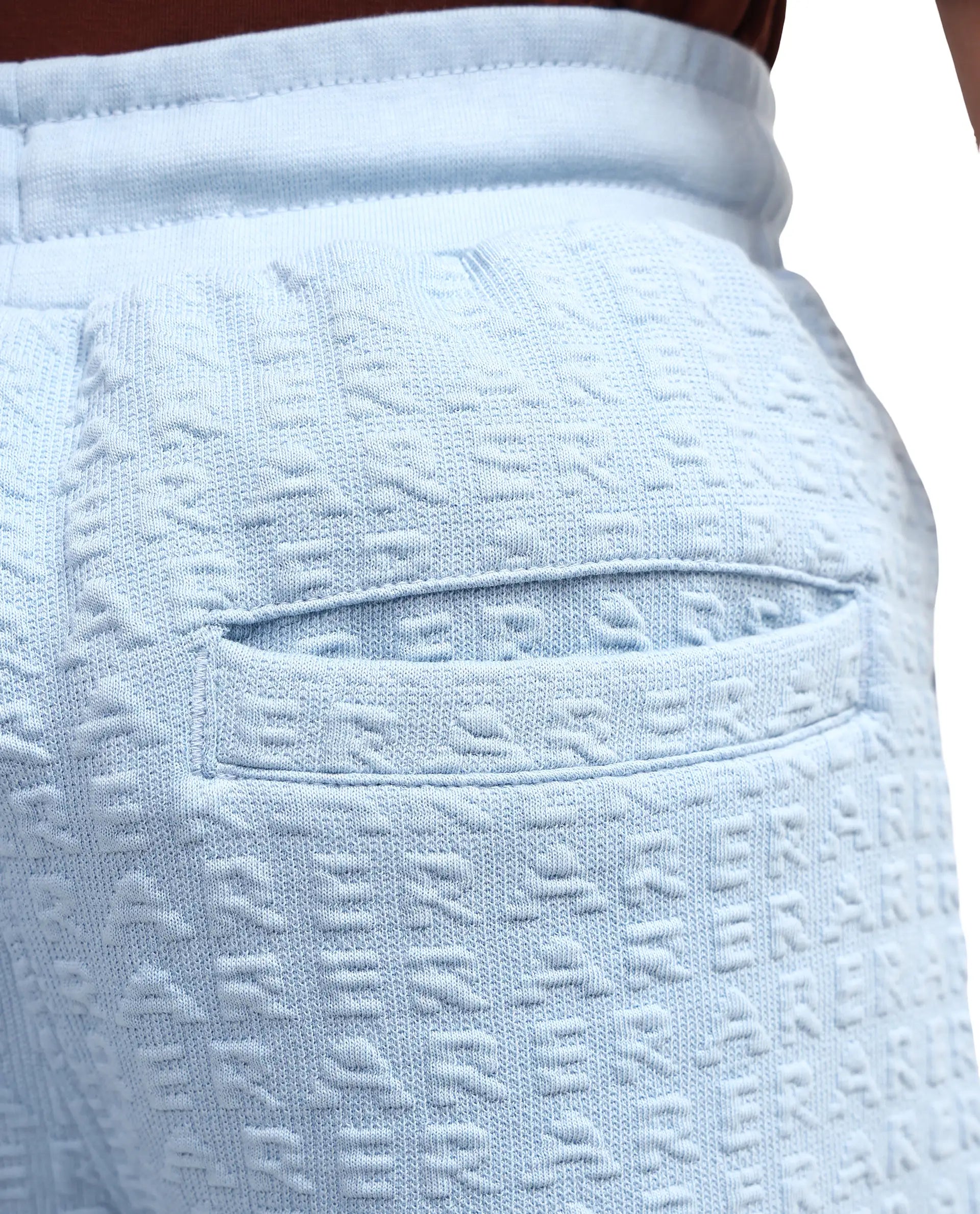 Rare Ones Kids Myrok-B Blue Polyester Blend Fabric Drawstring Closure Jacquard Regular Fit Shorts