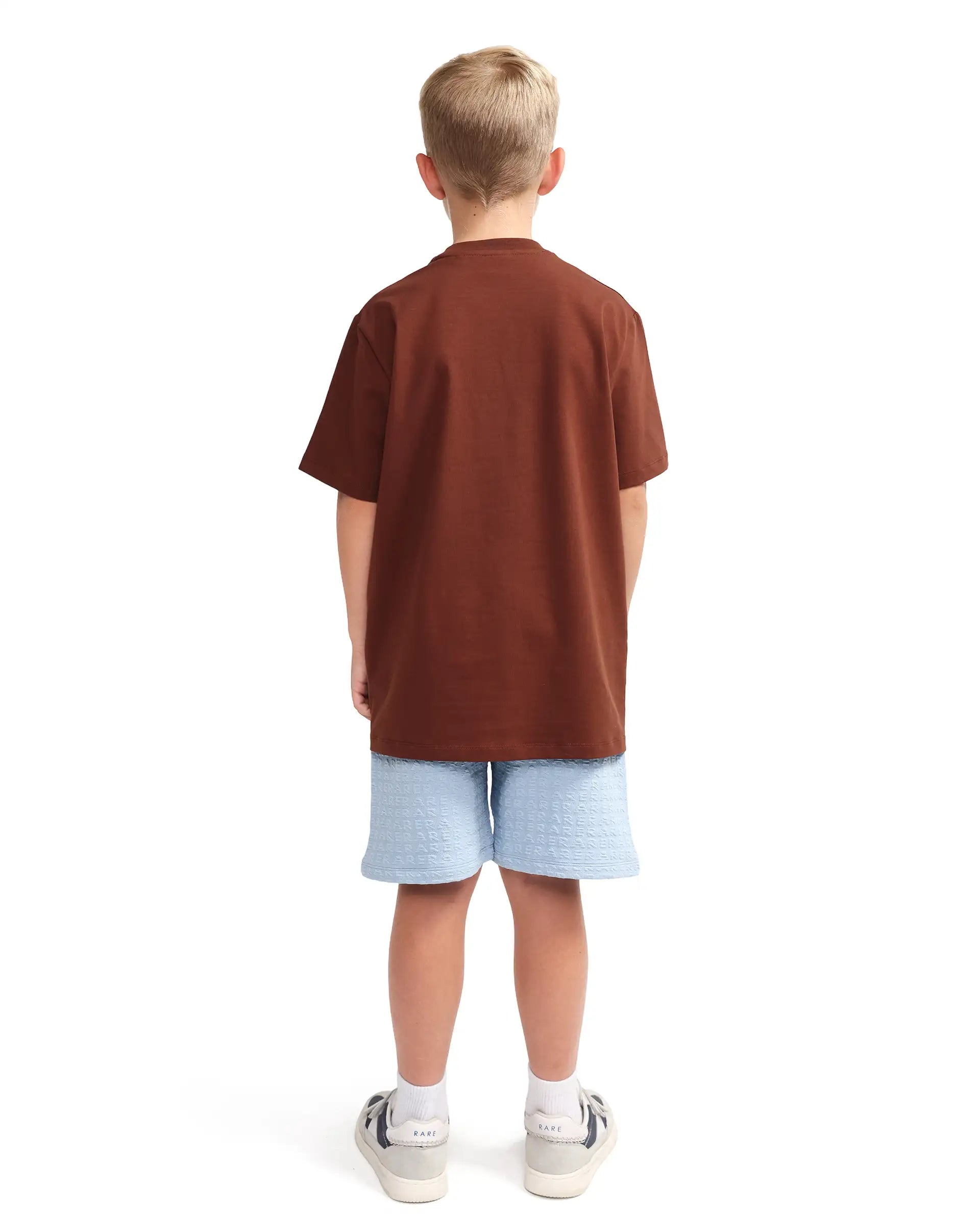 Rare Ones Kids Myrok-B Blue Polyester Blend Fabric Drawstring Closure Jacquard Regular Fit Shorts