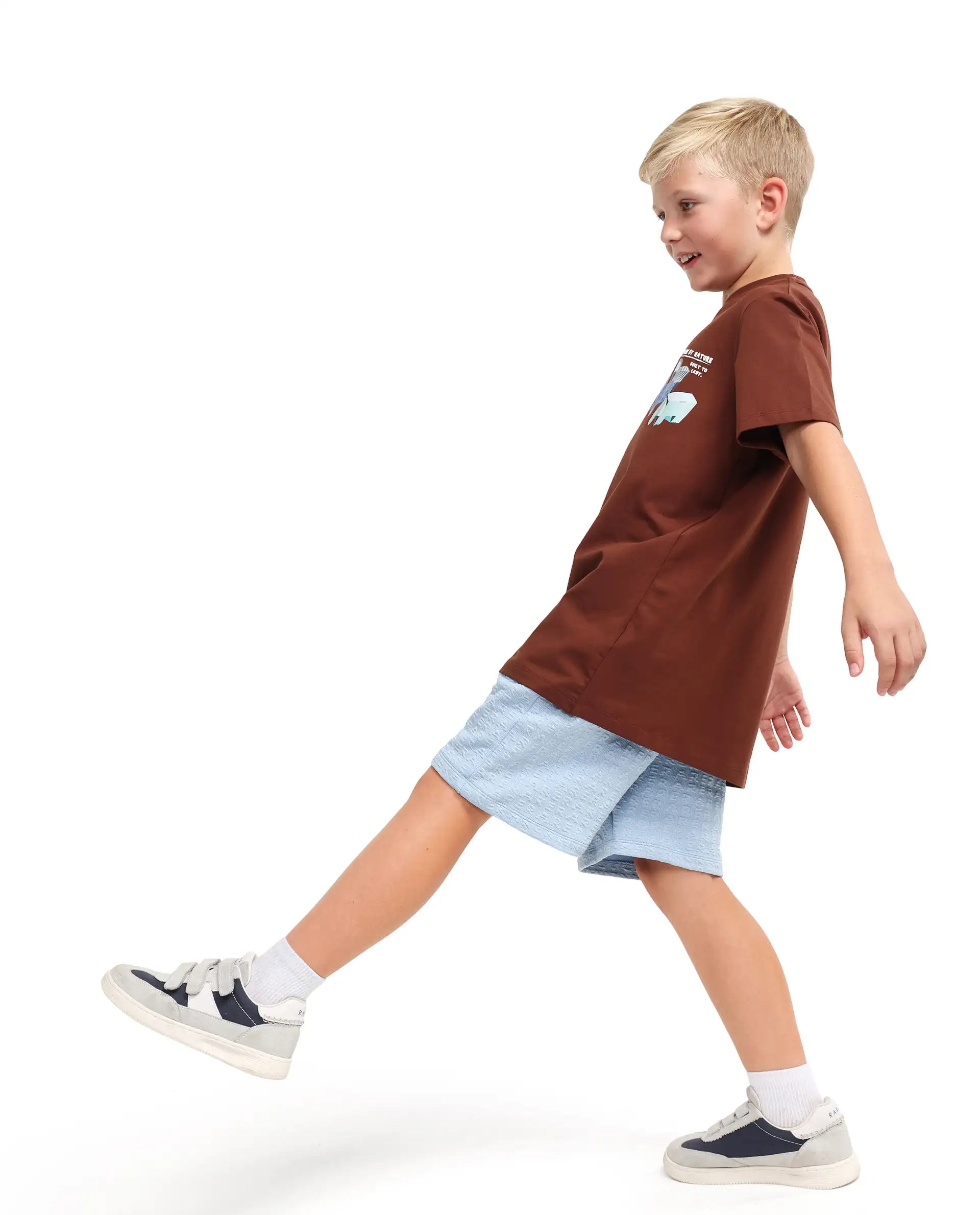 Rare Ones Kids Jonty Dusky Purple Cotton Fabric Pull-On Closure Badge Applique Regular Fit T-Shirt