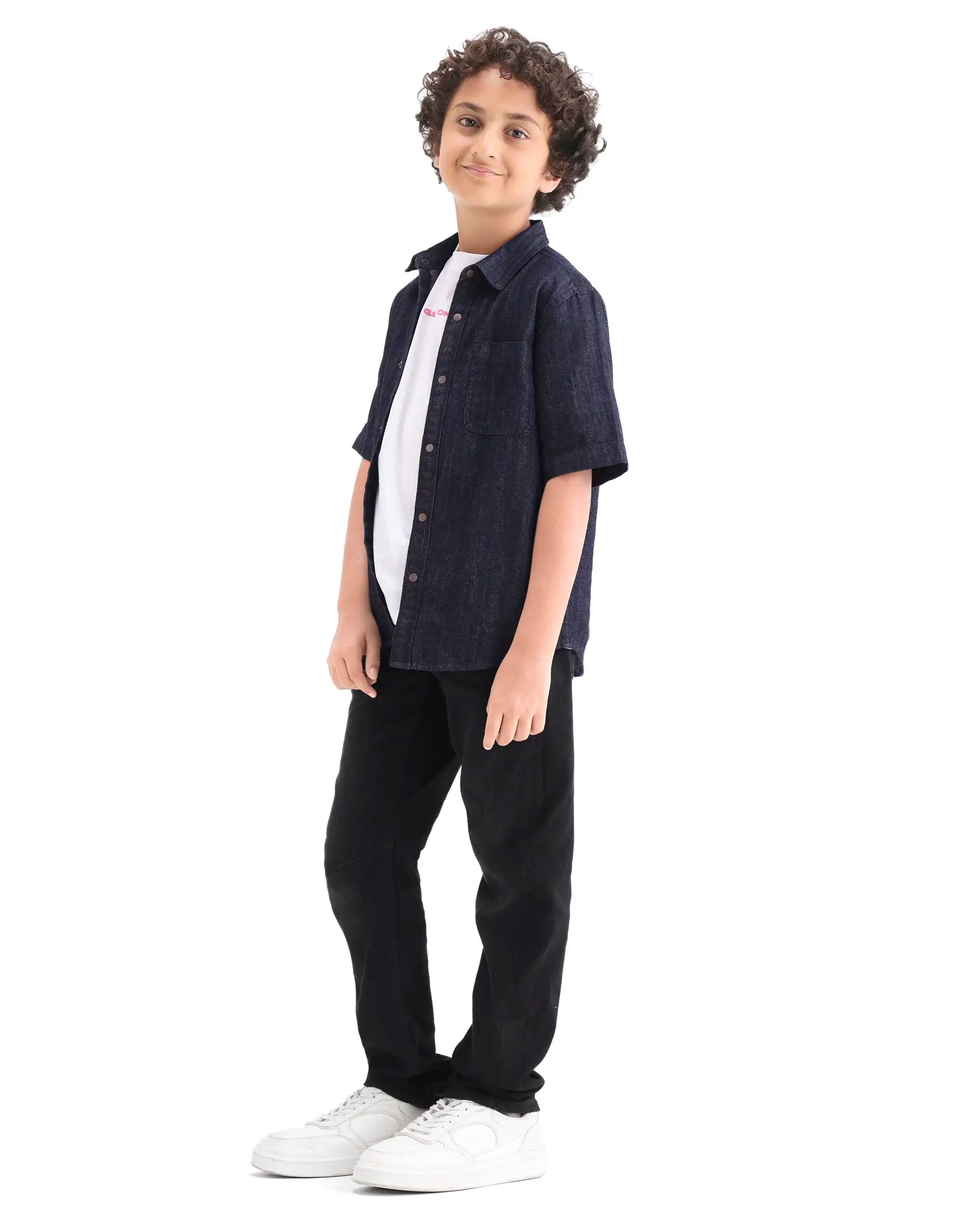 Rare Ones Kids Khai Black Cotton Blend Fabric Pull-On Closure Regular Fit Jeans