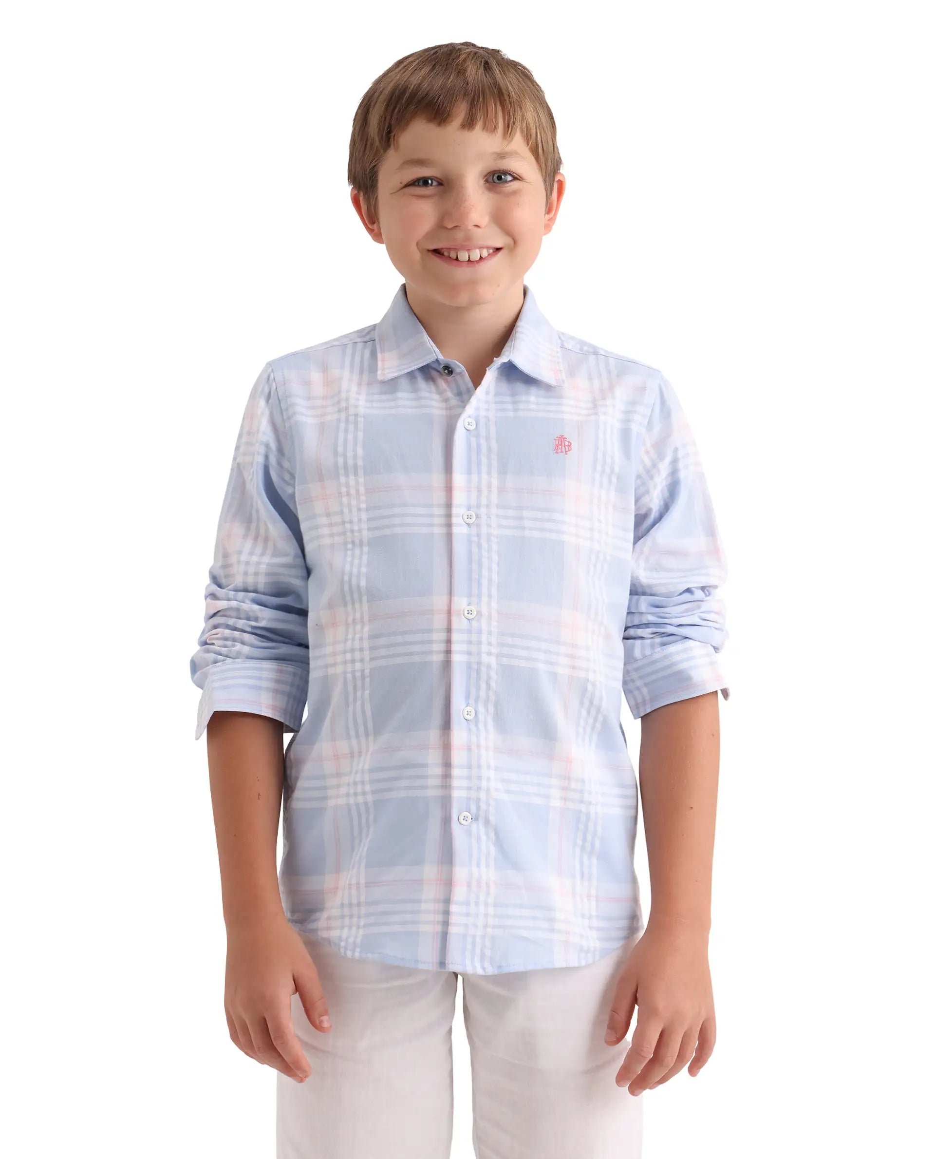 Rare Ones Kids Dov Light Blue Cotton Fabric Button Closure Regular Fit Shirt