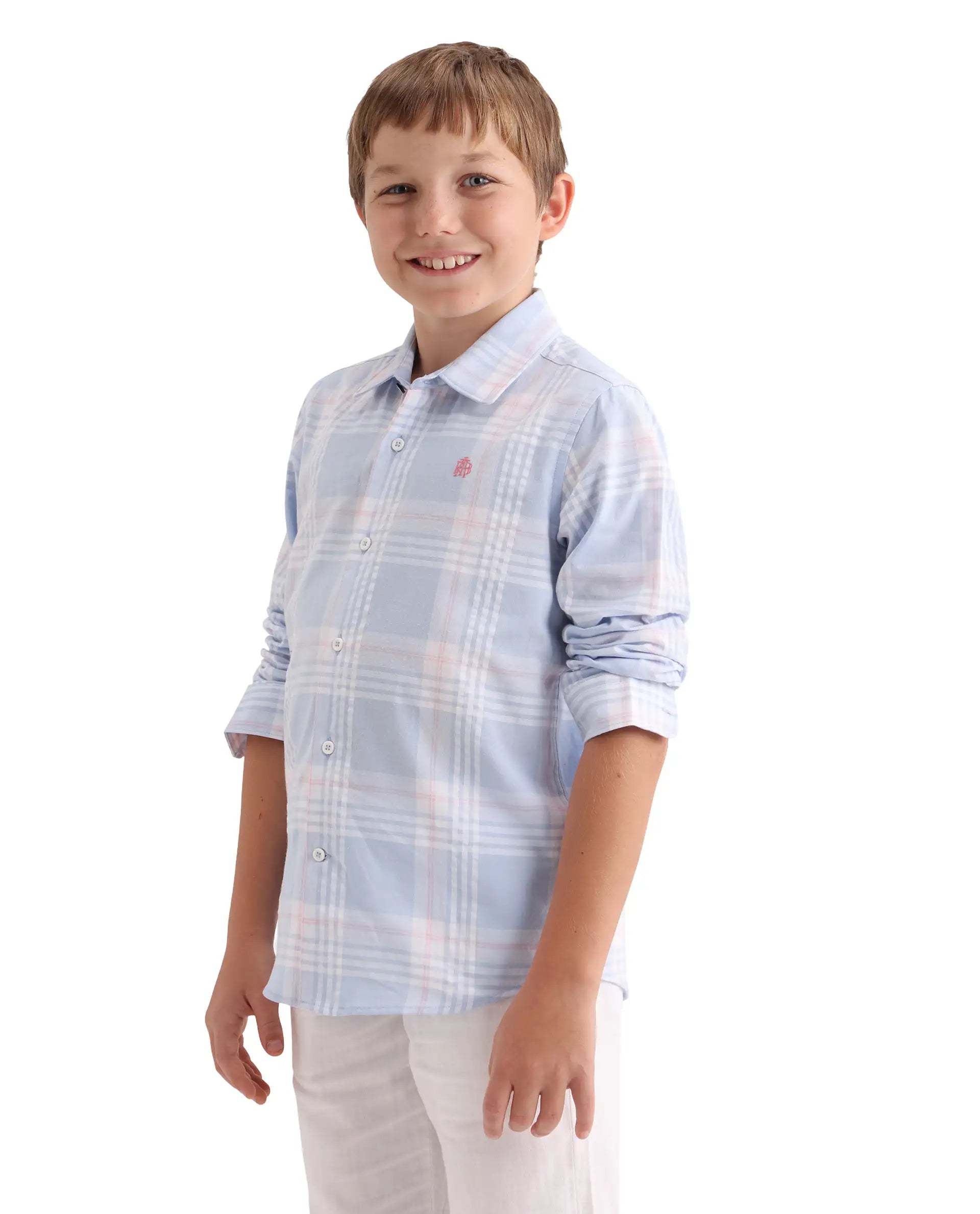 Rare Ones Kids Dov Light Blue Cotton Fabric Button Closure Regular Fit Shirt